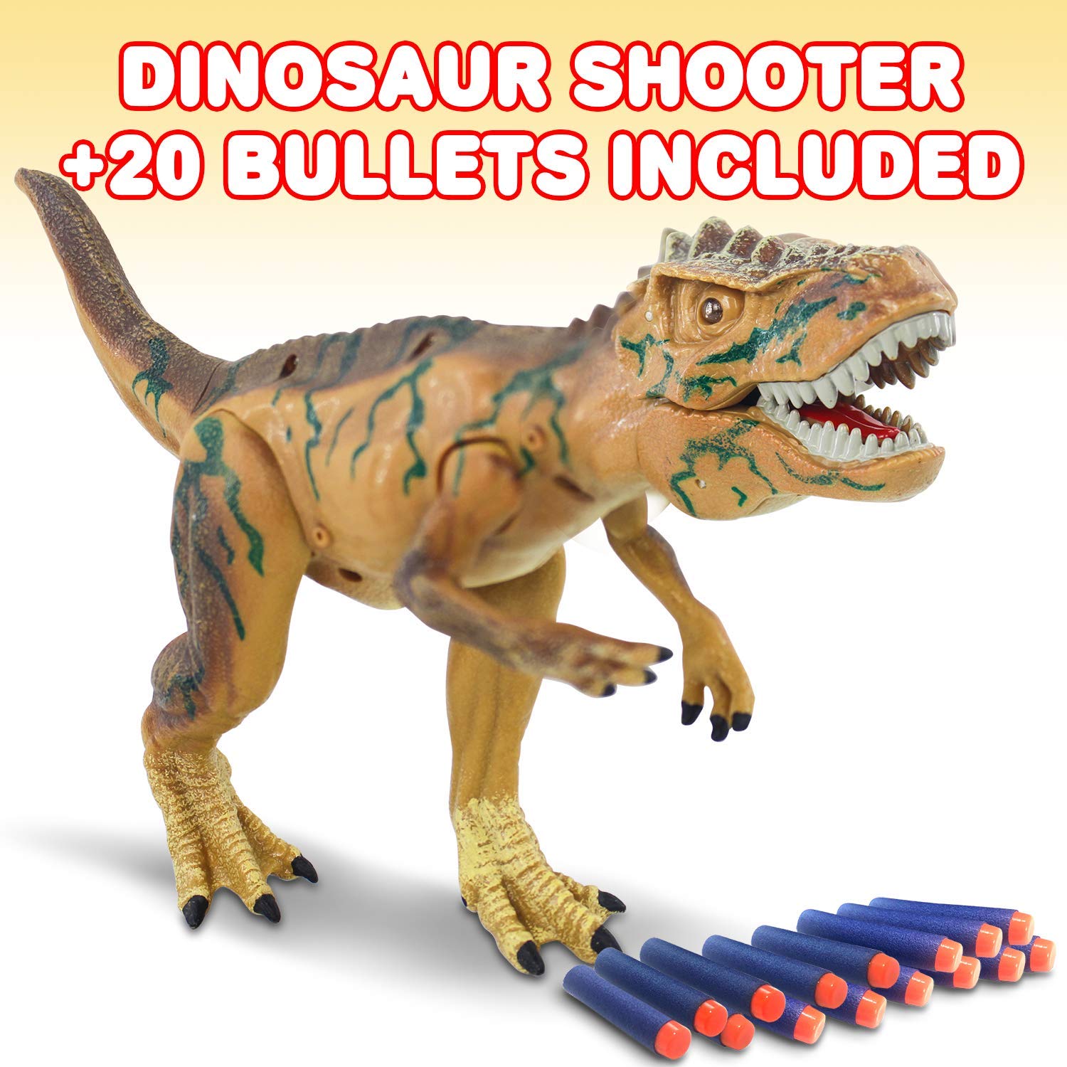 ArtCreativity Ejection Dinosaur Gun, Light Up Dinosaur Toy Blaster with 20 Bullets and Roaring Sound for Boys and Girls, Best for Kids 3+ 3