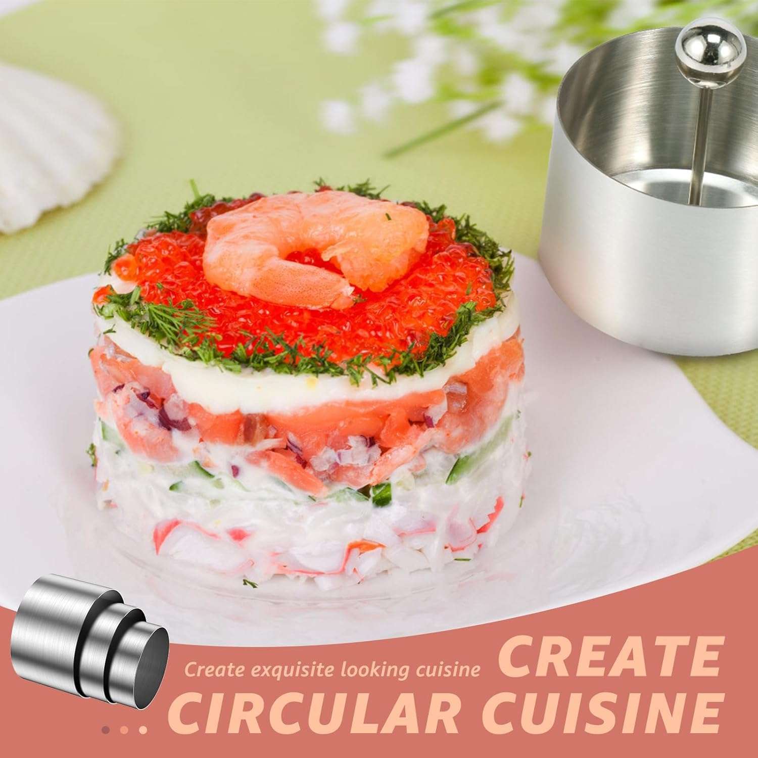 Istara Round Mold 304 Stainless Steel Rice Ball Making Mold, DIY Food Ring Mold, Round Sushi Maker for Home DIY Tart Ring for Baking, Cake Mousse Ring Press Set (1Set of 3Pcs) 6