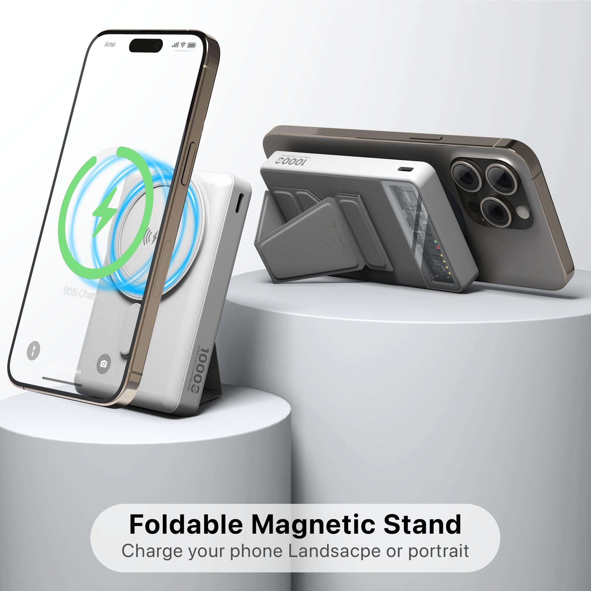 DR VAKU® 10000mAh Magnetic Wireless Power Bank Maxen Magpro for iPhone 15/14/13/12 Series Type C Fast Charging Lithium Polymer Battery (Input & Output) 15w Wireless & Mag-Safe - White 4