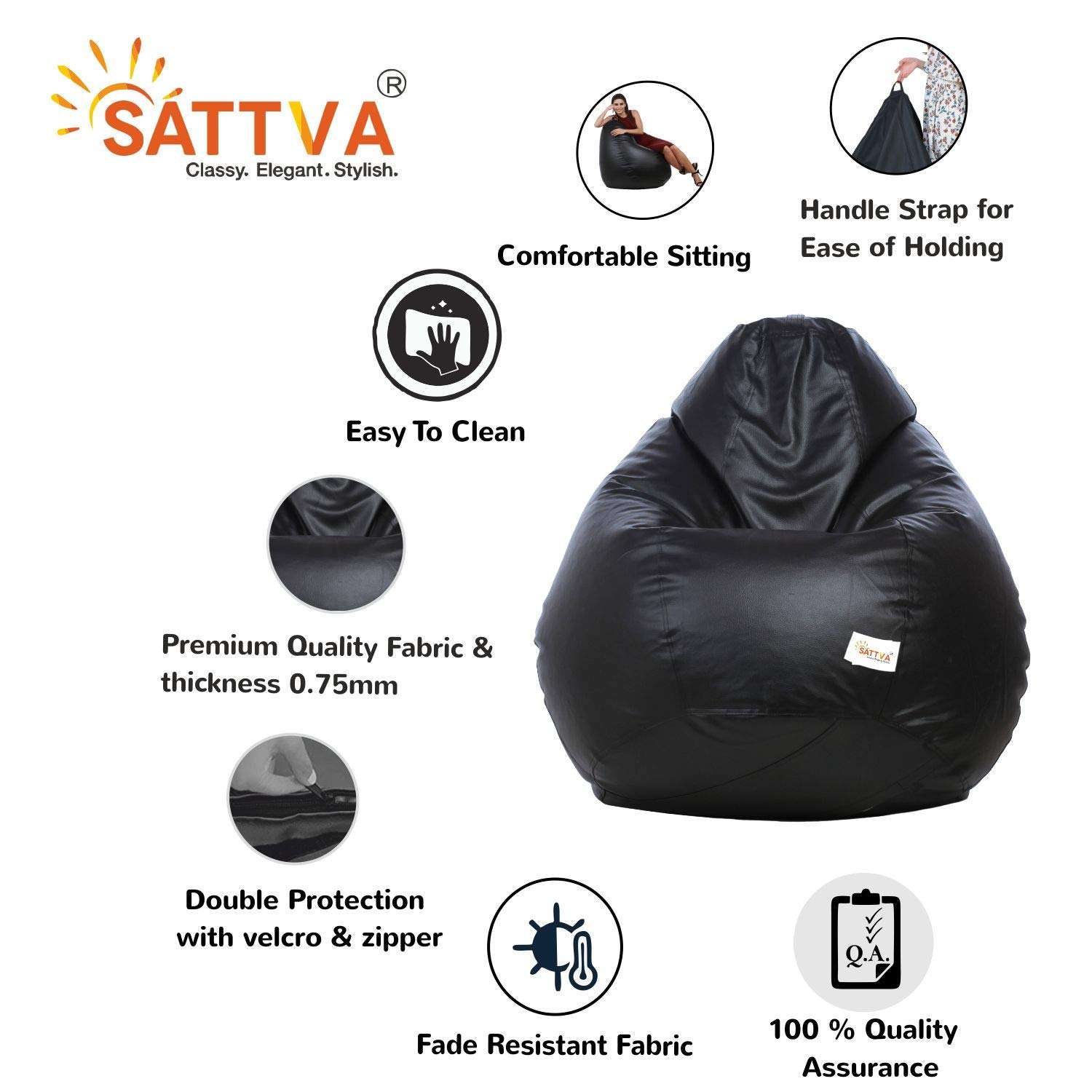 Sattva Classic Vintage XL Bean Bag Cover Without Beans - Stamps 6