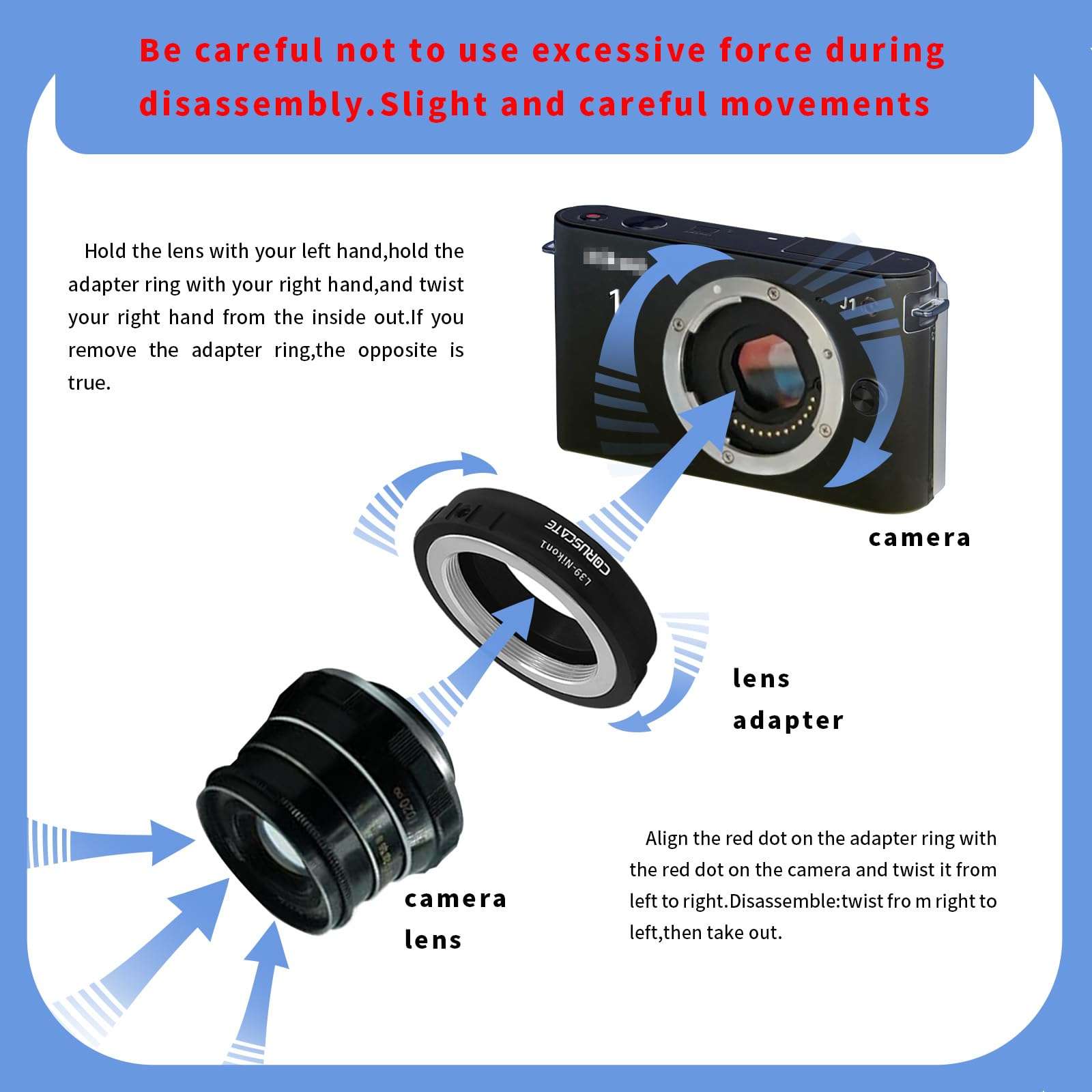 L39-N 1 Lens Adapter,Compatible LM M39 L39 LTM 39mm Lens to NiK 1 mirrorless Digital Cameras, Such as V1, J1, V2, J2, V3, J3, etc Camera+Lens Cleaning Cloth 6