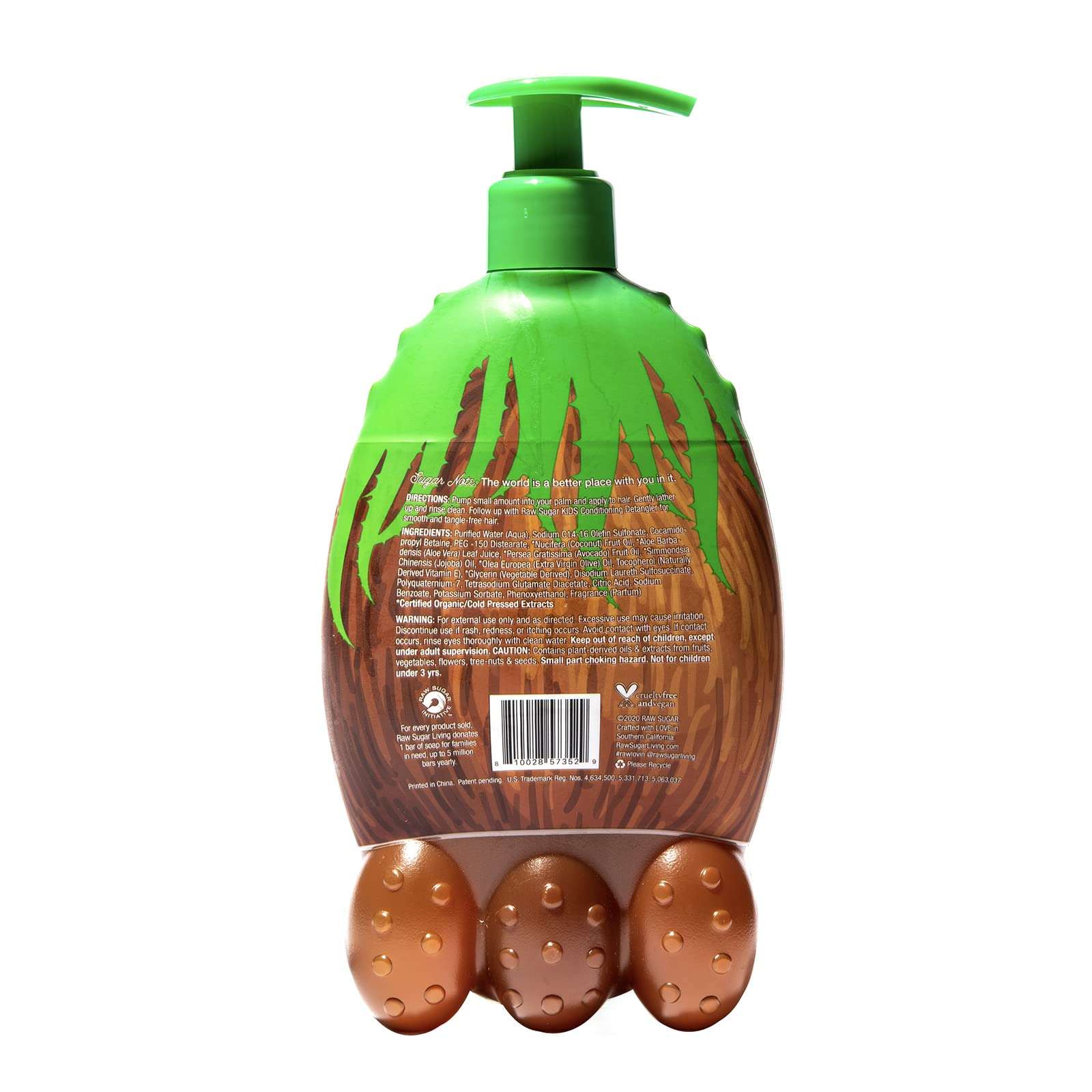 RAW SUGAR Kids' 2-in-1 Shampoo + Conditioner - Coconut + Aloe Vera - 12 oz 3