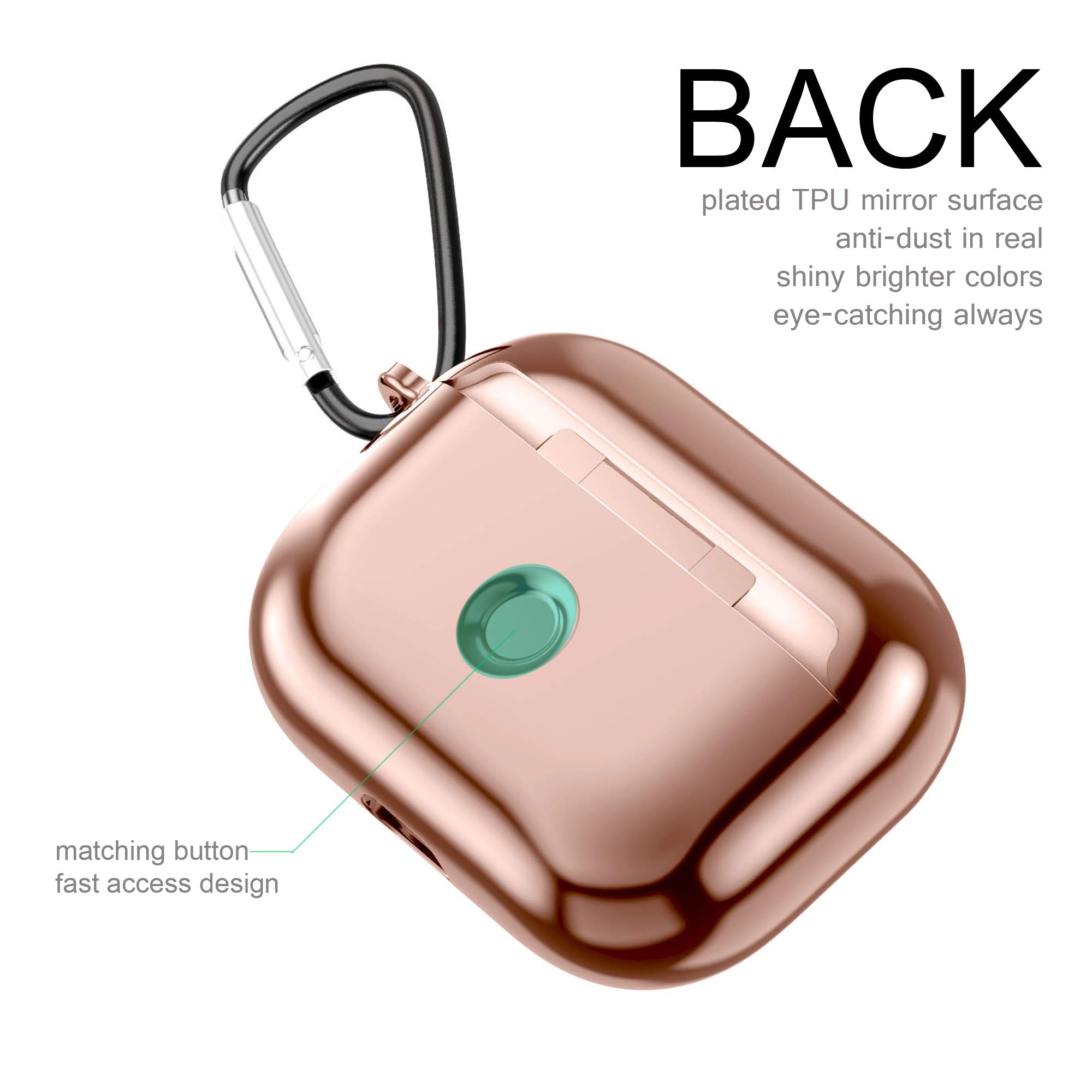 Airpods Pro Case Cover, Shiny Protective Case Plated TPU Skin for Apple Airpods Pro 2nd Generation, Front LED Visible (Rose Gold) 2