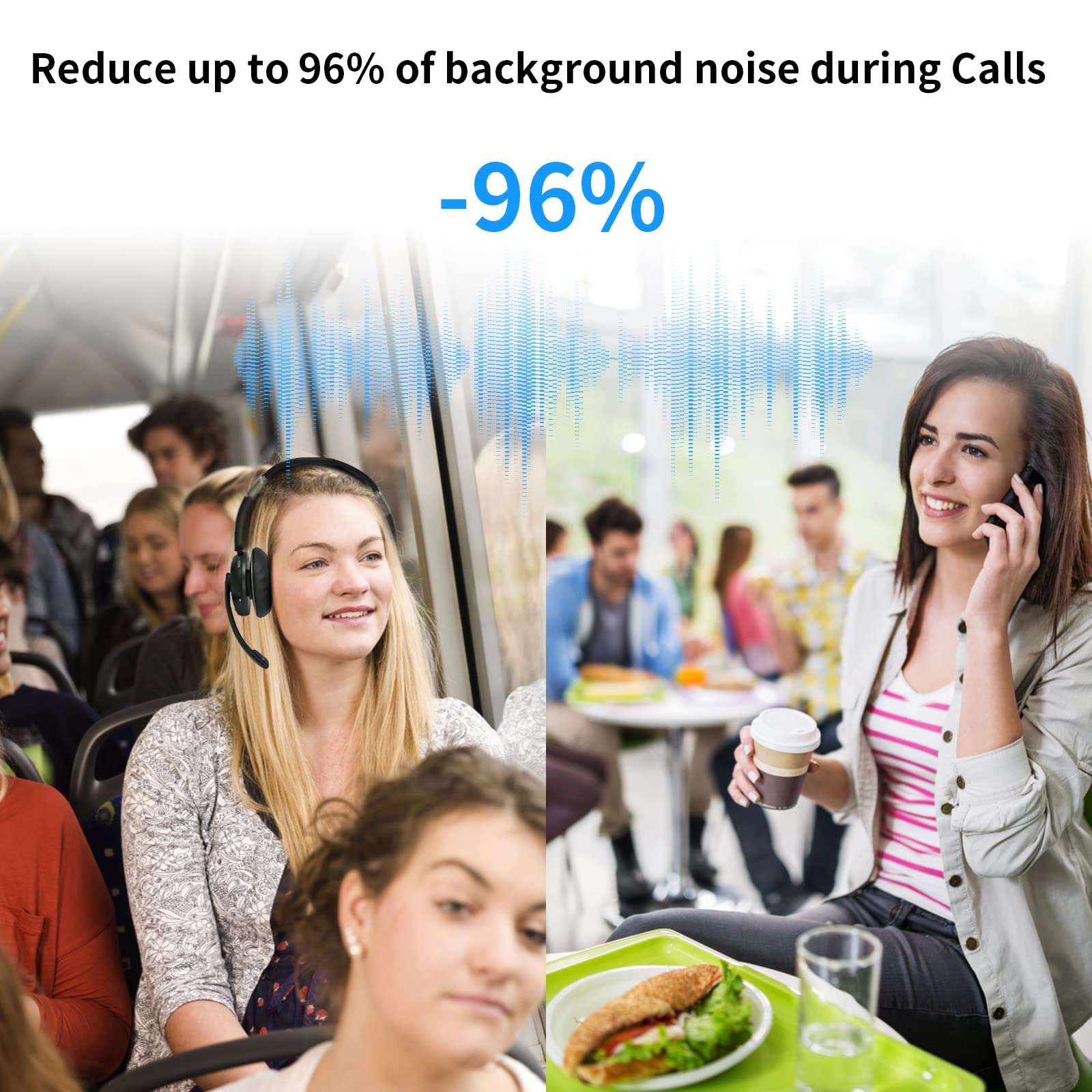 FF Fongee Bluetooth Headset with Microphone, V5.2 Single and Dual Ear Wireless Headphones with AI Noise Cancelling for Cell Phone, Laptop,Trucker, Home Office, Call Center,Zoom, Online Class 1 3