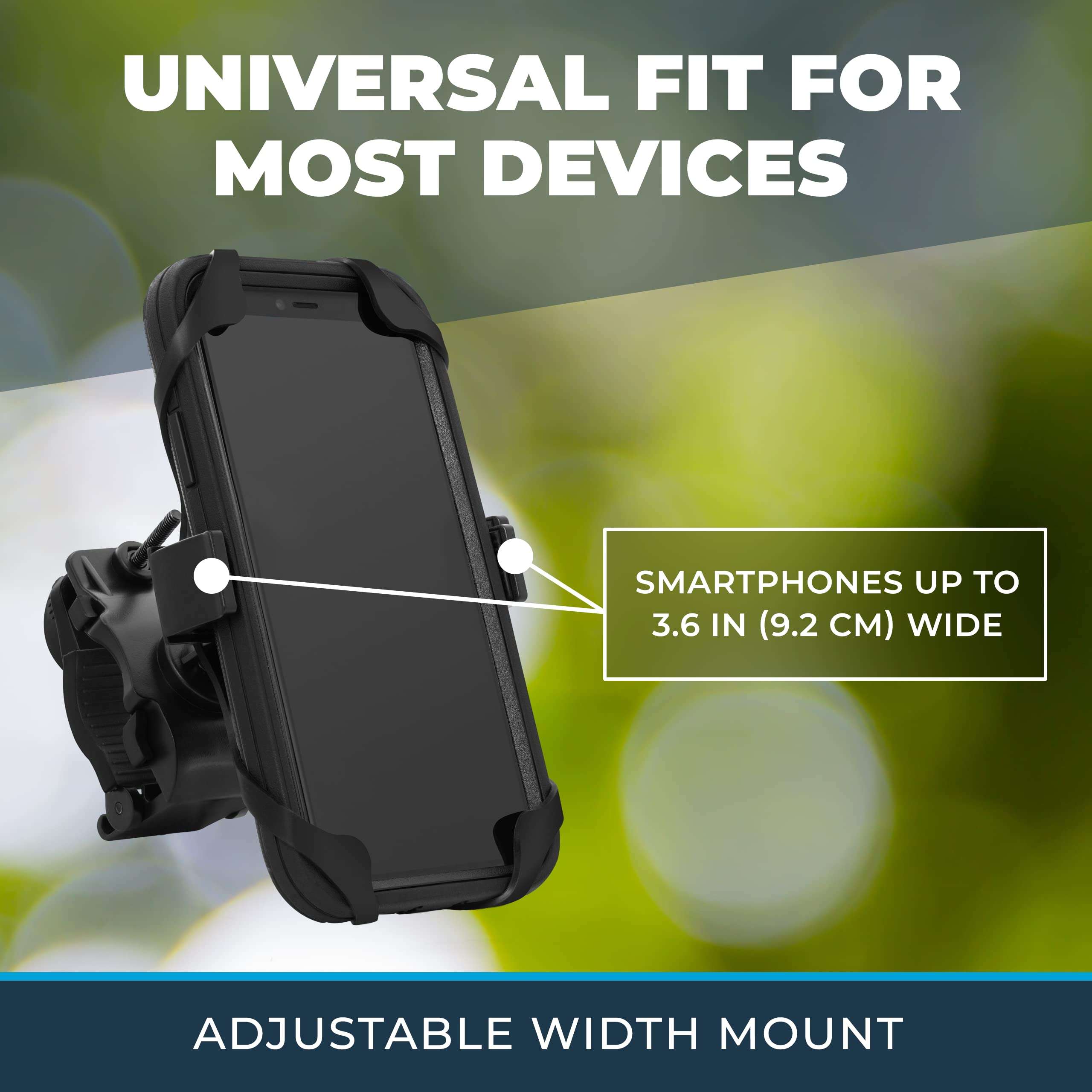 Roam Universal Black Net Bike Phone Mount Holder, 360° Rotation Hands Free Cell Navigation System for Motorcycle eBike Dirt Road Cruiser Scooter Jogging Stroller, Adjustable Up to 3.6" W x 7" L 4