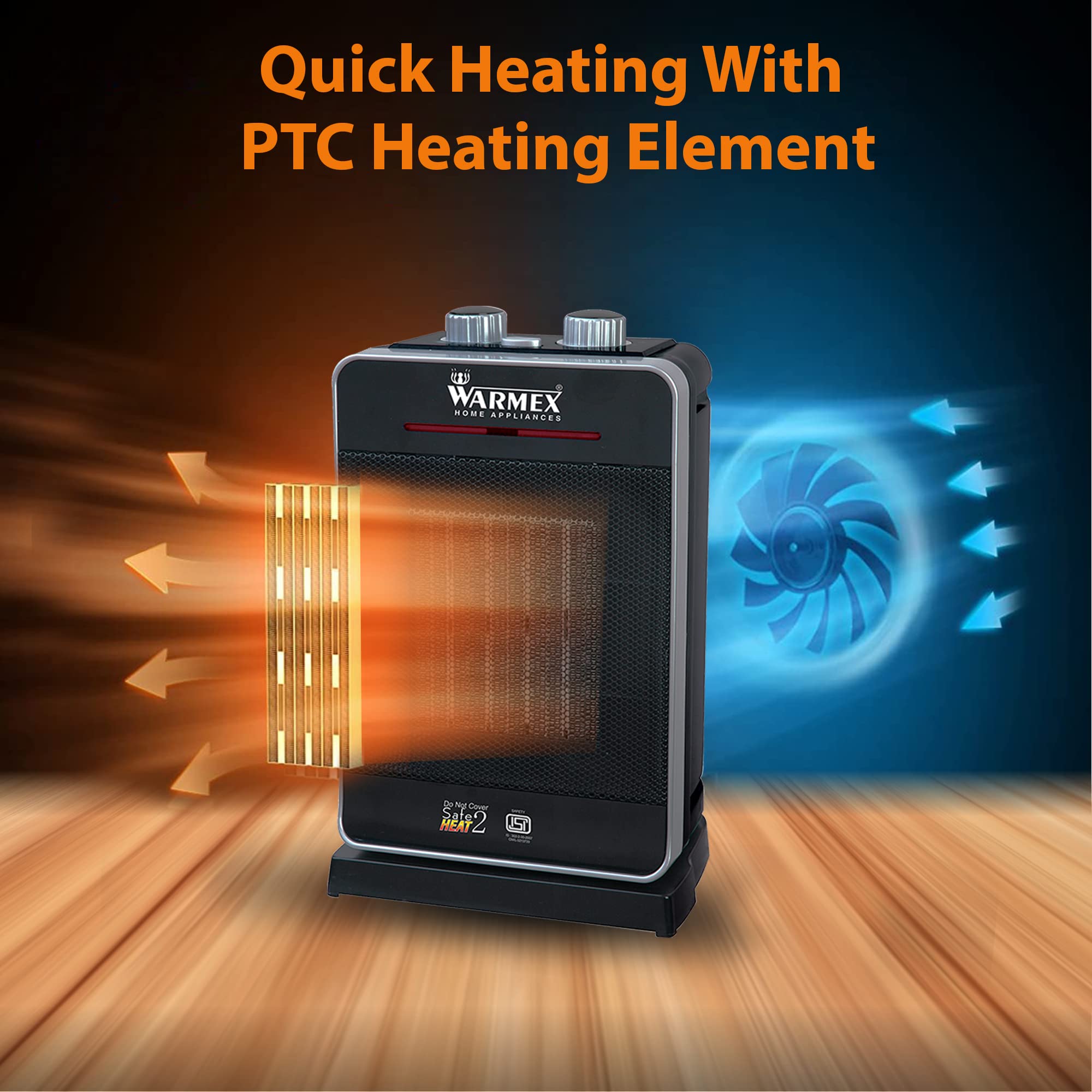 Warmex PTC 99 N 2000 Watts Table Top Heater with Double Voltage Operation (Black) 2