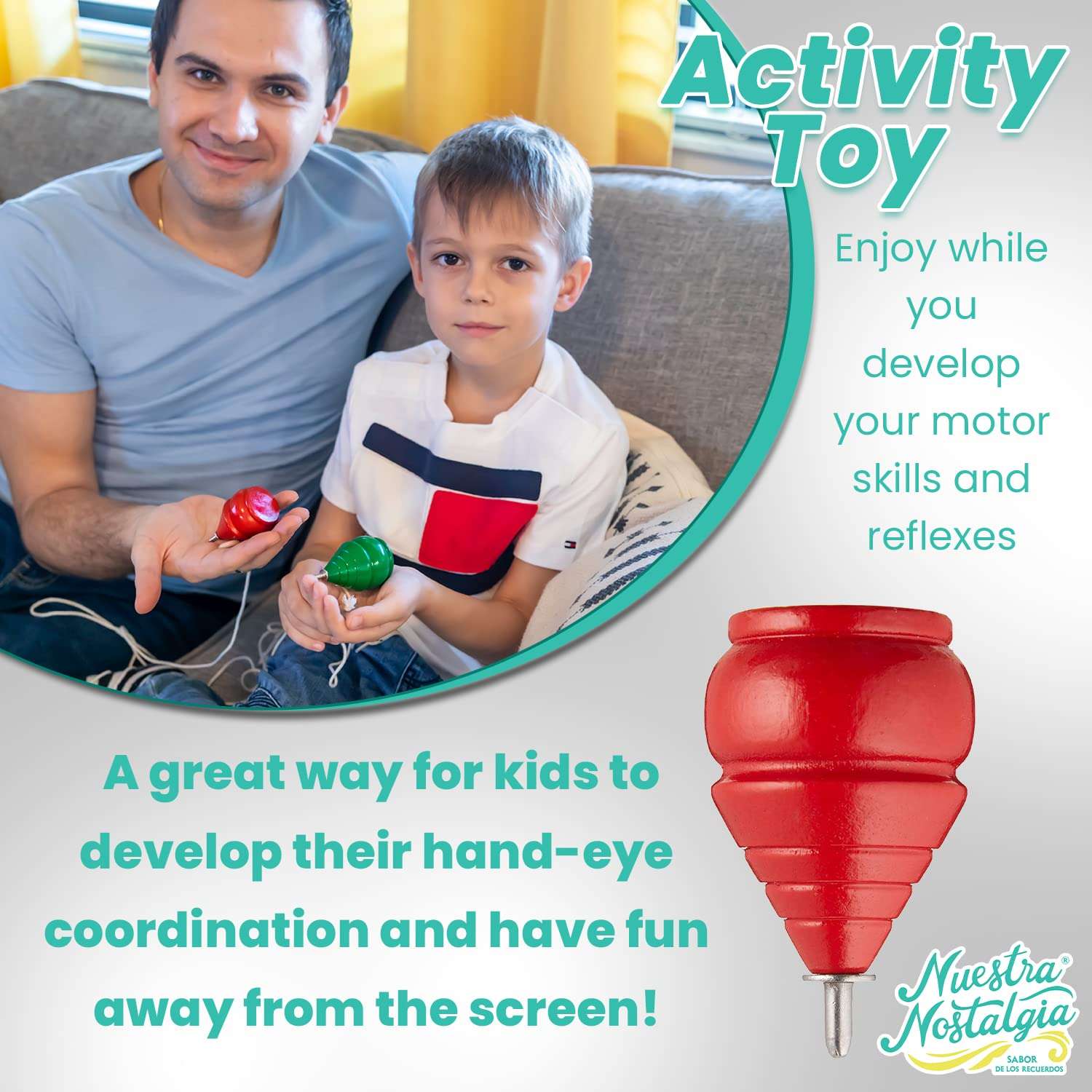 Authentic Spinning Tops Classic Wooden Trompos [Set of 3] 5