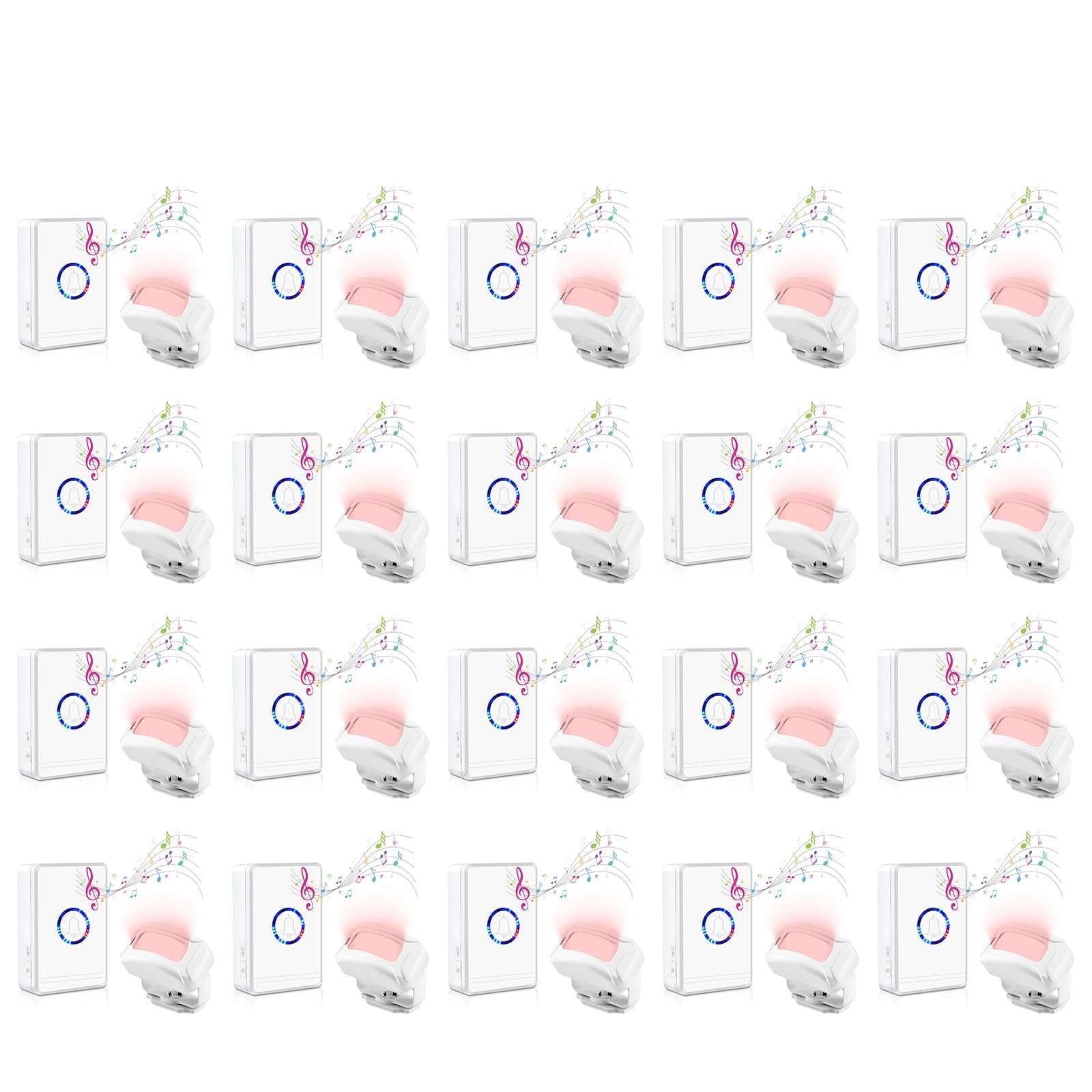 USUPERINK Motion Sensor Bell for Door Entrance,Motion Sensor Chime, Plug in Doorbell Wireless,48 Ringtones, 5 Levels Volume,Easy Installation,1300ft Long Distance,97dB Loud,for Home,Office,Hotel,20PK 1