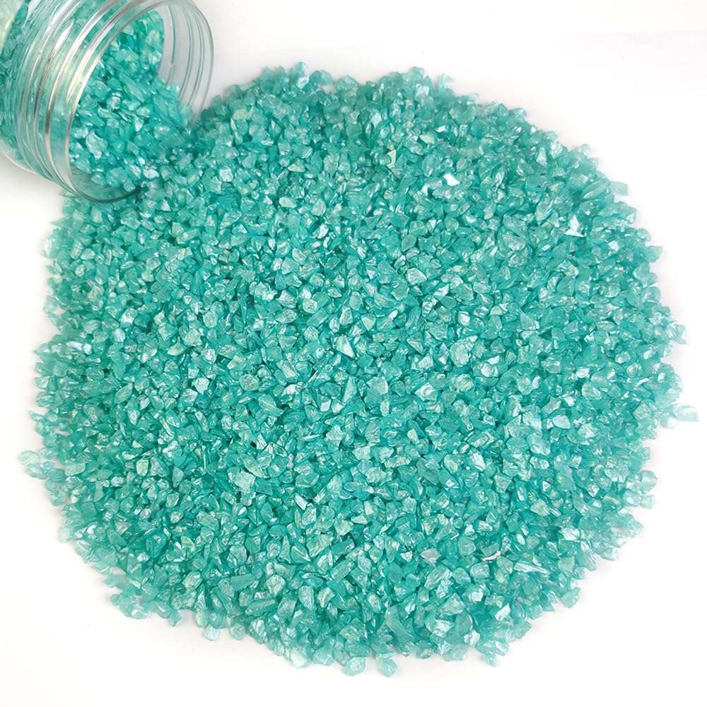 1.35 LB Crushed Glass,Epoxy Resin Art Broken Pieces,Terrarium Succulent Gravel Planter Soil Cover Gravel,also Air Plant Mini Rock,Crafts Projecting,Vase Filler,Candle Holder Decor,Pacific Blue 1