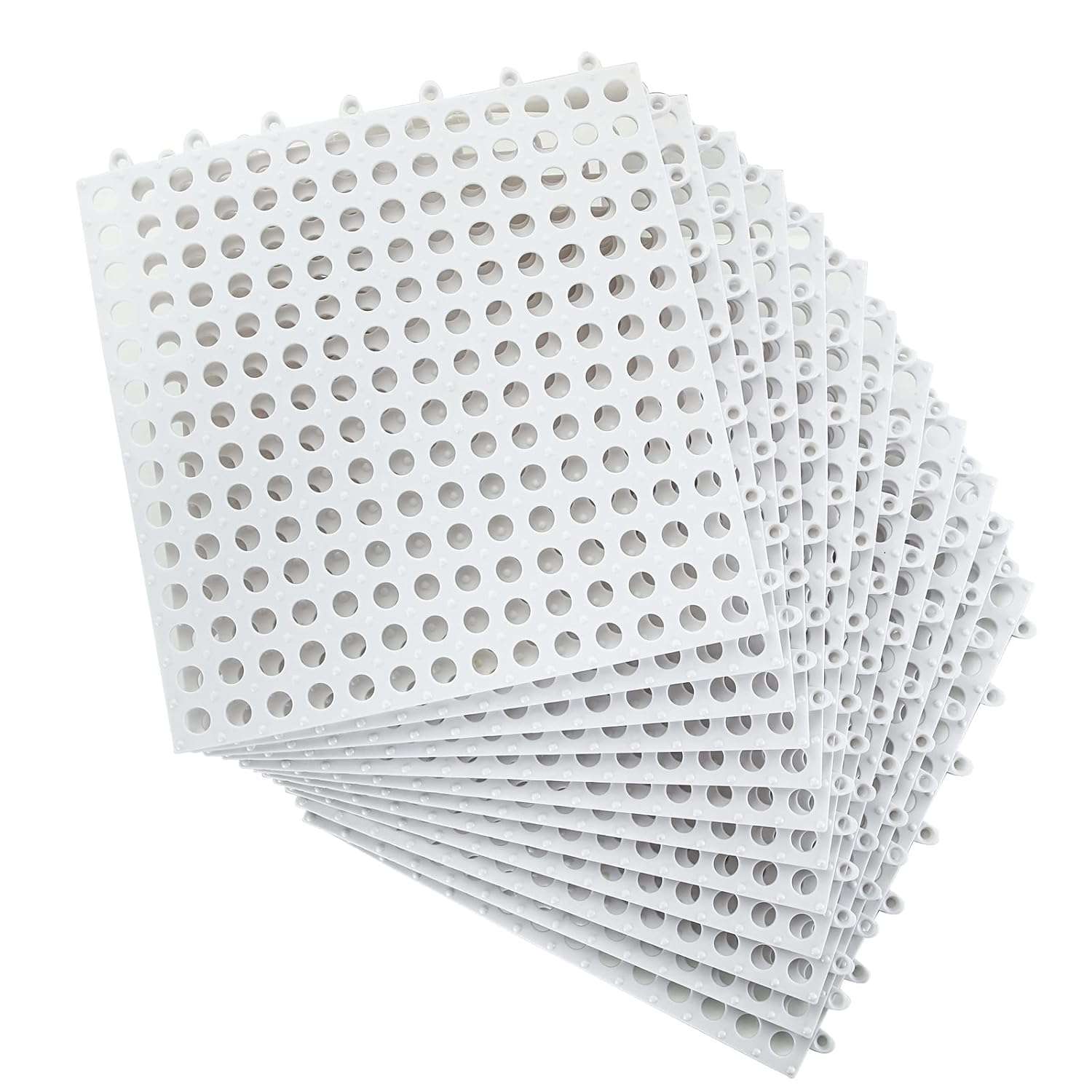 DWITICART 20 Pcs Drainage Interlocking Tiles 12 x 12 Dry Deck Mats Non Slip Shower Floor Tile Soft PVC Splicing Modular Cushion Mat for Wet Areas Bathroom Kitchen Balcony (,White) (Pack of - 20) 1