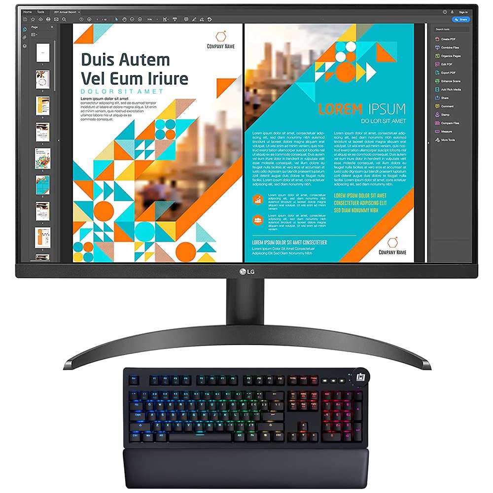 LG 24QP500-B 24 Inch QHD (2560 x 1440) IPS Display Monitor with HDR 10 and AMD FreeSync Bundle with Deco Gear Mechanical Gaming Keyboard 1
