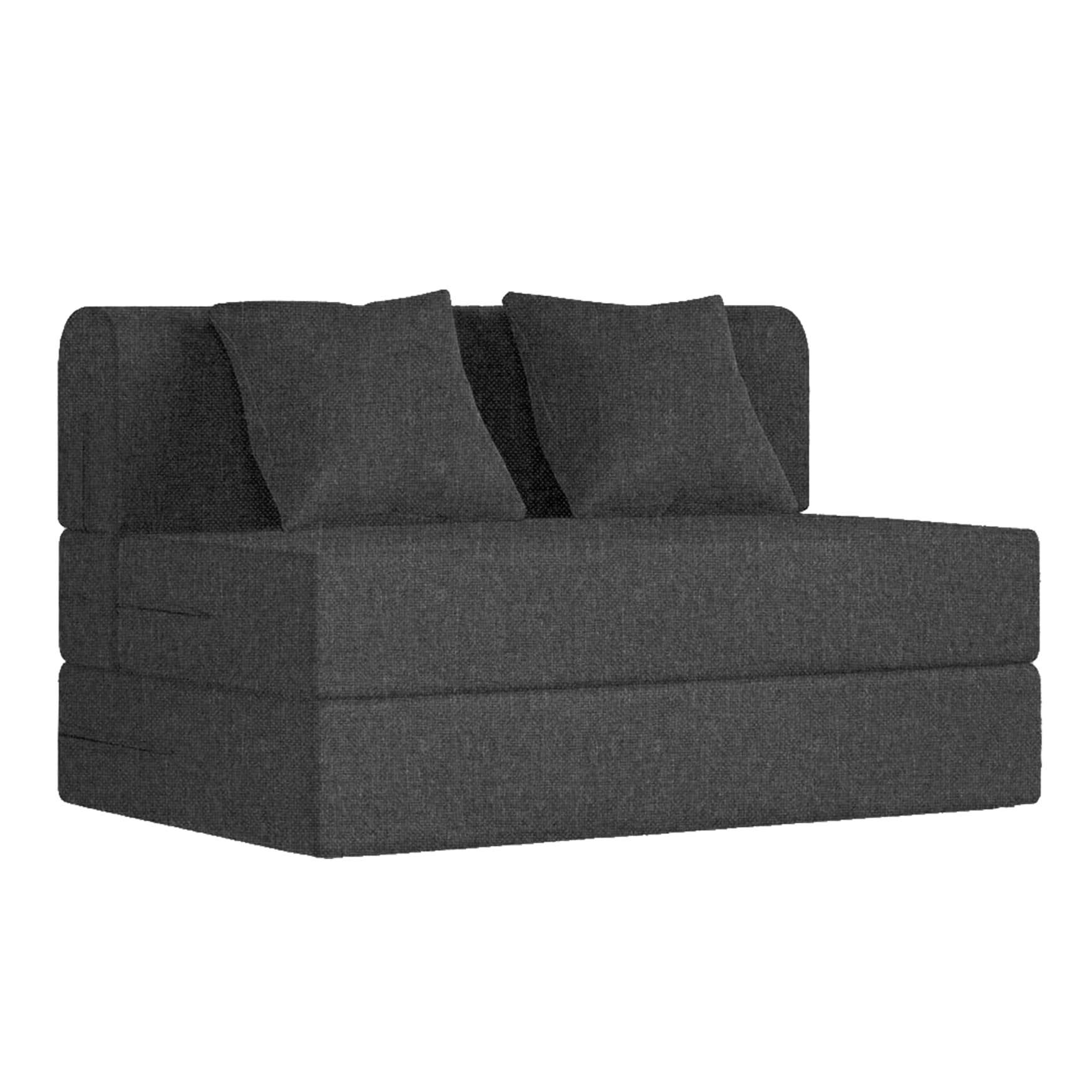 TRENDY VIBES | 2 -Seater, Black Color | Folding Sofa Cum Bed & Mattress - Perfect for Guest Home & Office -4X6 Feet 1