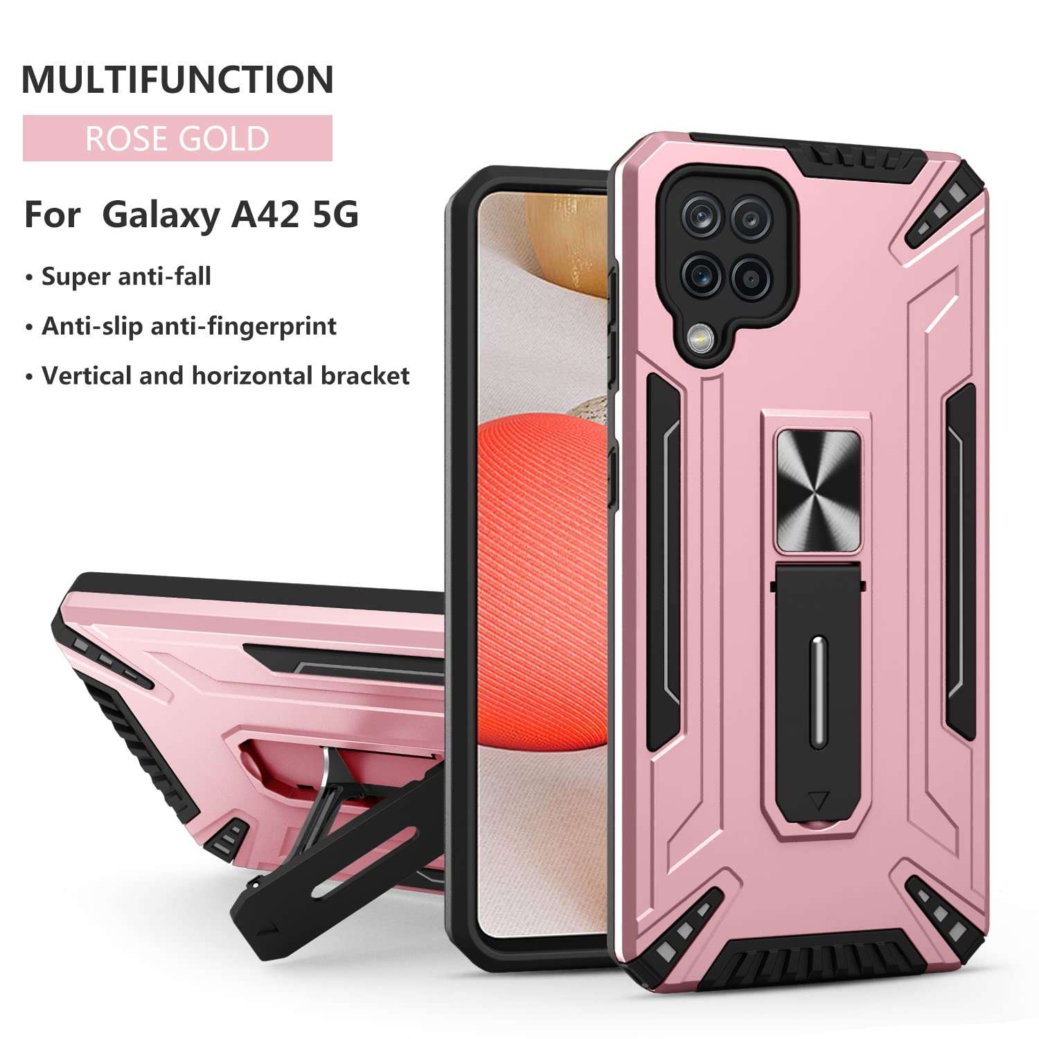 HongLiang Phone Cover Case Compatible with Samsung Galaxy A42 5G, Compatible with Samsung Galaxy A42 5G Case Heavy Duty Shock Absorption Full Body Protective TPU Rubber with Hard PC Phone Case Cover S 3