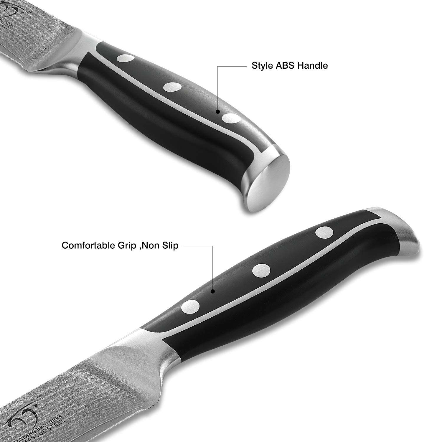 Damascus Kitchen Knife, 8 Inch Slicing Knife Professional Kitchen Knife Forged with VG10 Super Steel 67-Layer Damascus, Non-slip ABS Ergonomic Triple Rivet Handle, Razor Sharp Lightweight Multipurpose 4