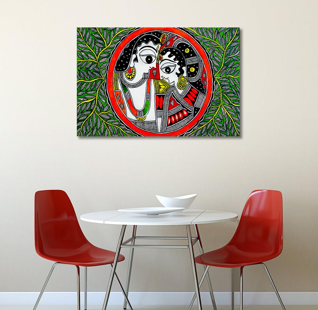 Tamatina Madhubani Art Canvas Painting | Sri Ram and Sita | Traditional Art Unframed painting for Home décor|size - 36X24 Inches.b447 3