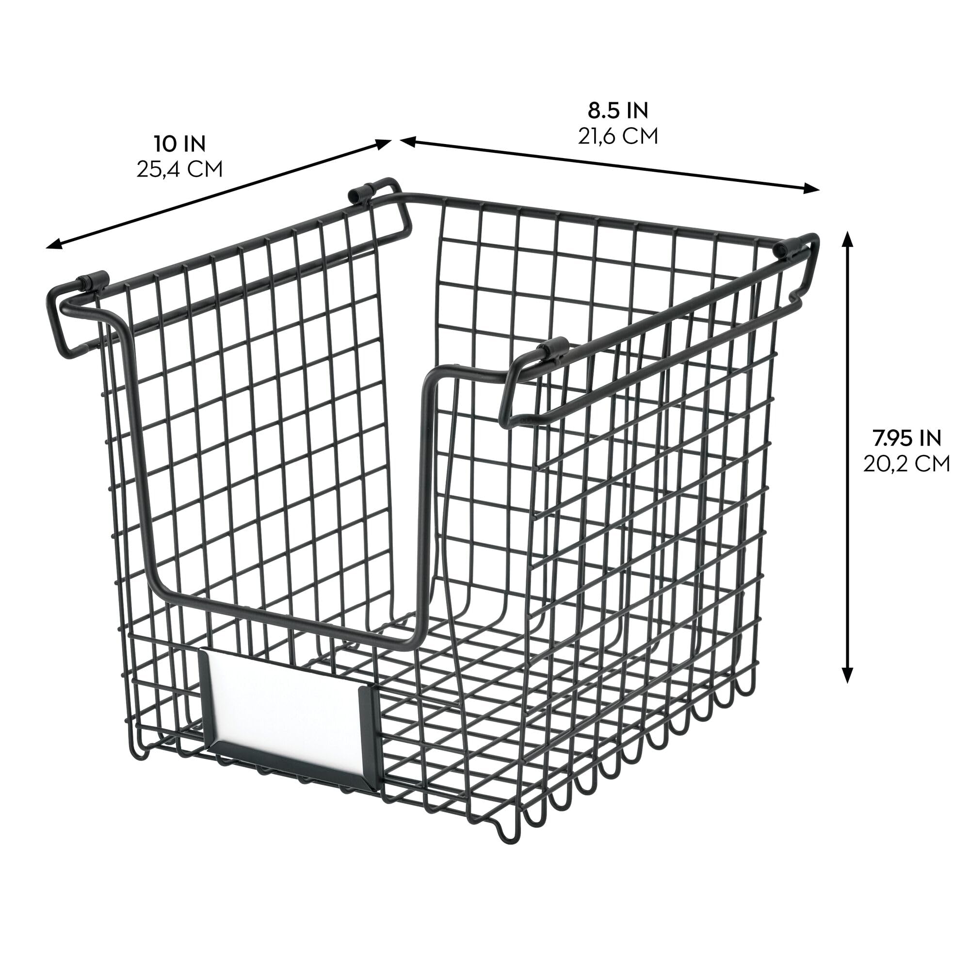 iDesign Stackable Wire Pantry Basket with Label Plate - Set of 6 - Matte Black 4