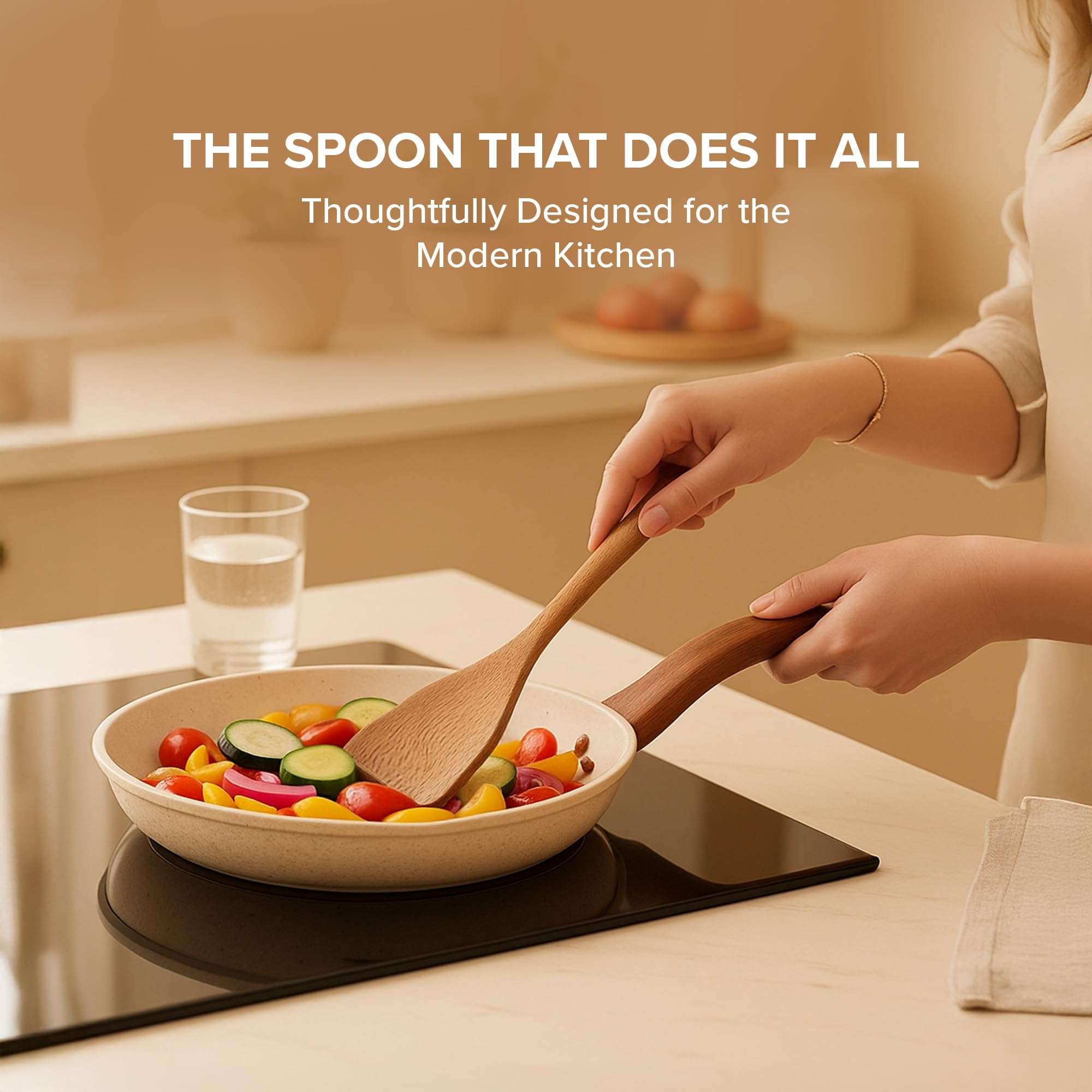 Neo At Home Mango Wooden Spoon Pack of 4 | Handcrafted Cooking Serving Spoon Pack | Food Safe Heat Resistant Eco Friendly Kitchen Utensils 4