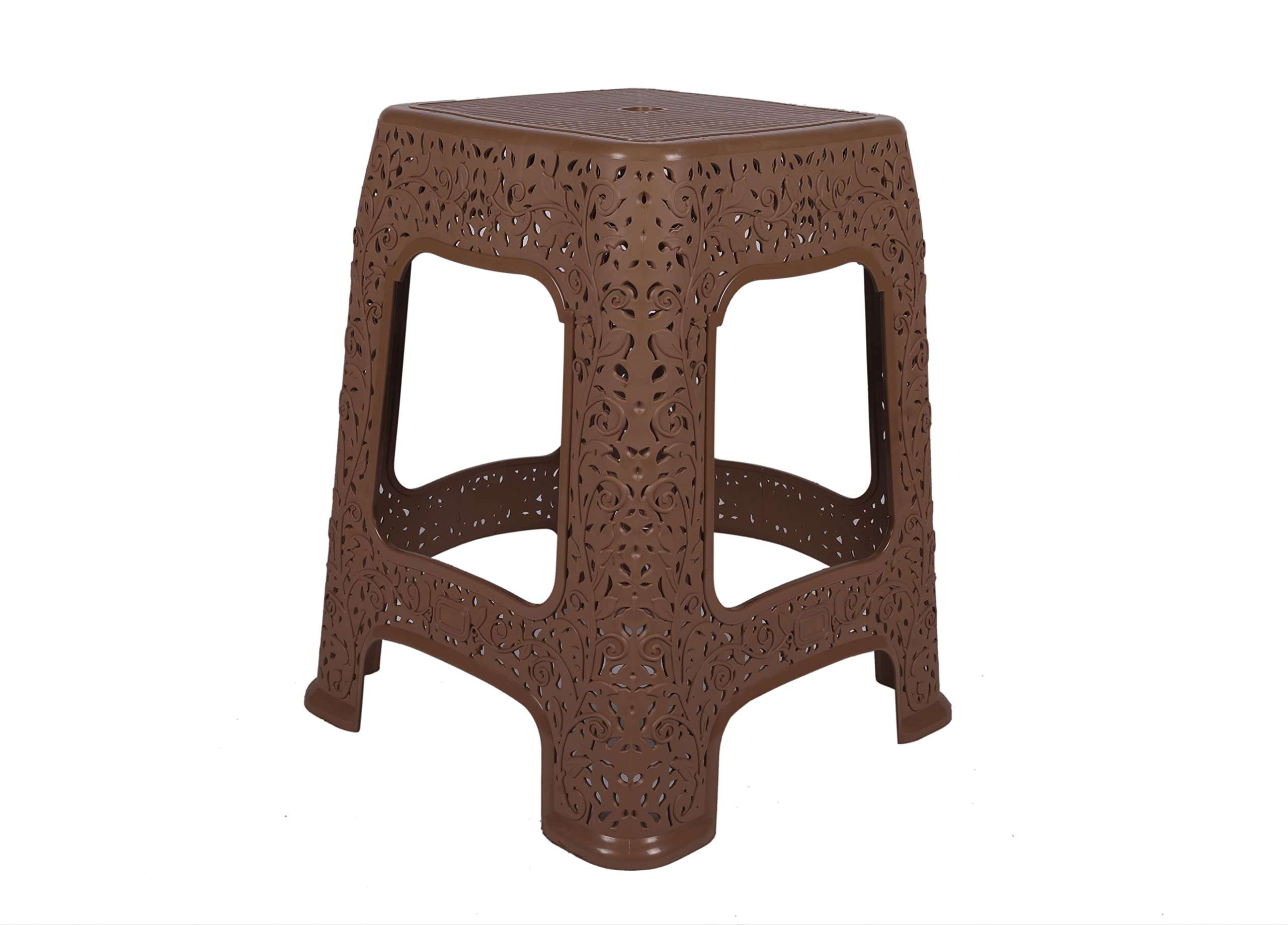 Nilkamal STL30 Strong and Durable Plastic Seating Stool for Home | Bedroom | Bathroom | Kitchen | Living Room | Office | Adult Stool with high Load Capacity (Rattan Dark Beige) 3