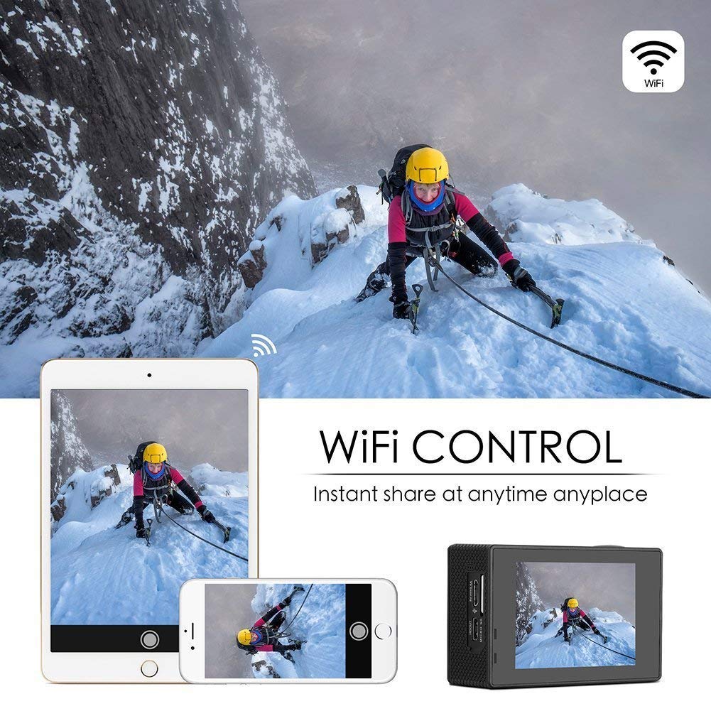 Drumstone Combo Pack of 2 Items - 1 Years Warranty 4K Action Camera Ultra HD 170D Wide Angel Video 1080 Camera, Dual 2 Inch LCD 16 MP Image Sensor 170 Wide-Angle Lens| for Vlog & Travel 4