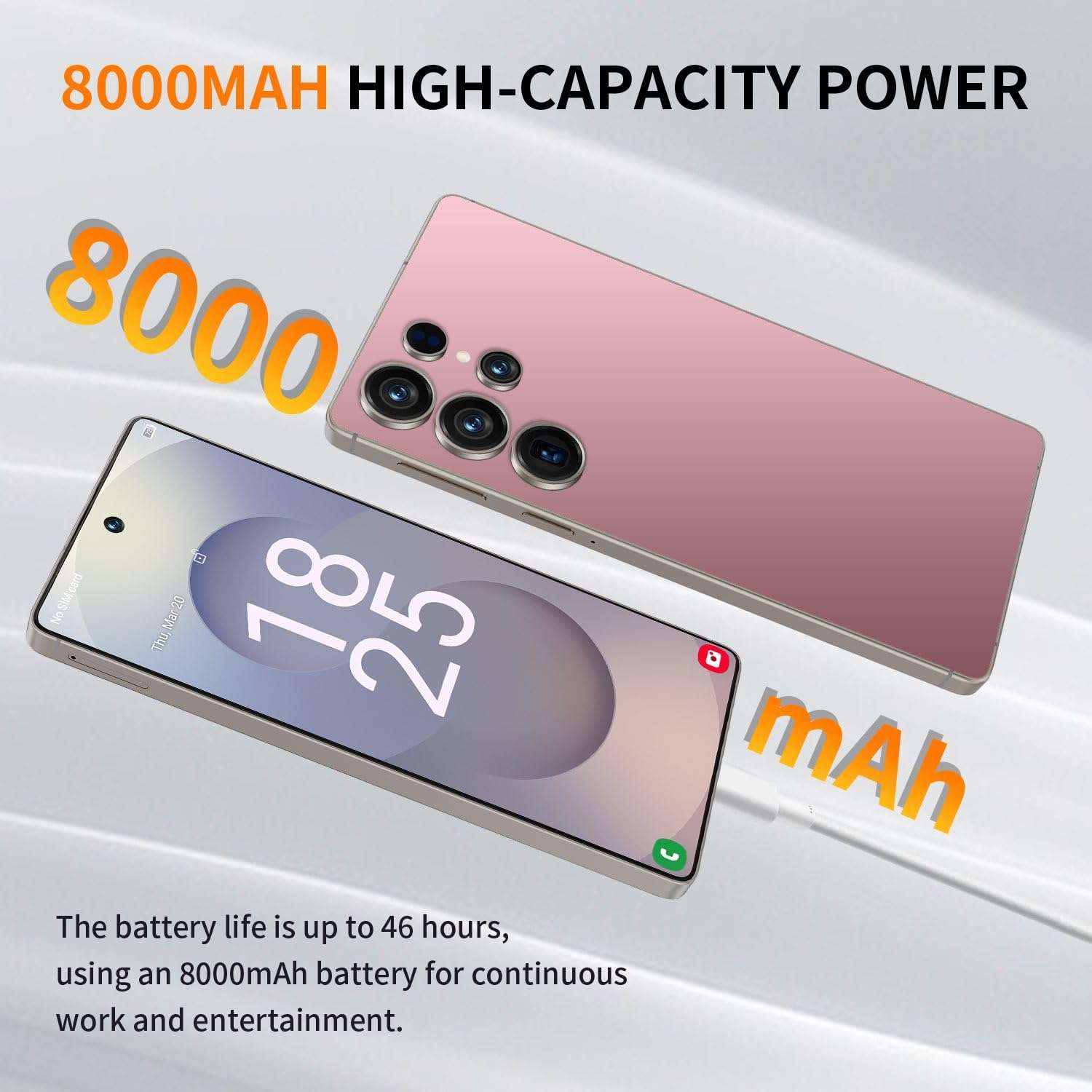 ExAchat I25U 5G Unlocked Phones,Android 15.0 Smartphone,6.9" HD,8000mAh Battery,8GB+256GB,72+108MP Camera,Built-in Stylus Pen,5G Dual SIM Cards/Face Unlock/Fingerprint Unlock/GPS. (Black) 5