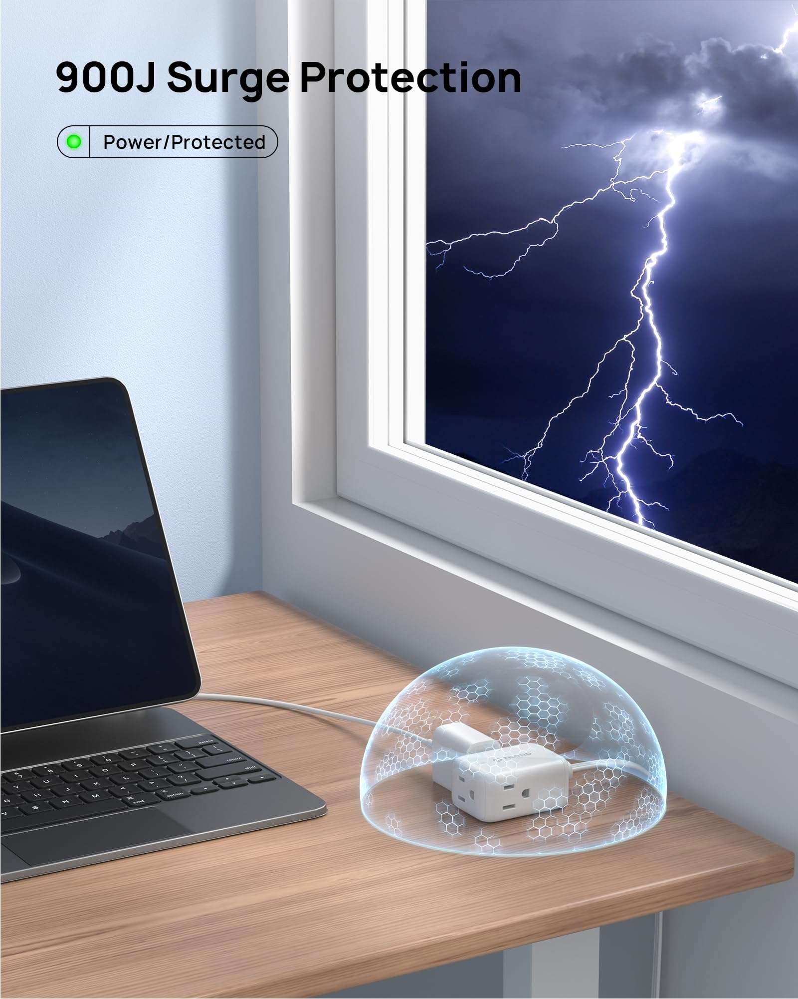 Bundle - 2 Items: 360° Rotating Flat Plug Extension Cord Surge Protector 6ft & 6 Outlet Extender Surge Protector with Rotating Plug 5