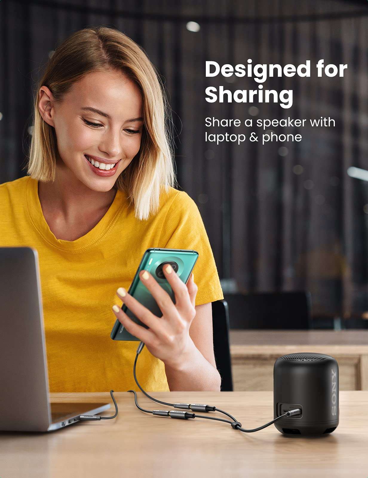 UGREEN Headphone Splitter 3.5mm Aux Splitter 2 Female to 1 Male Audio Y Stereo Dual Headphone Adapter Compatible with Switch 2/PS4/PS5 MacBook iPad PC Tablet Laptop TV Phone Speaker 3