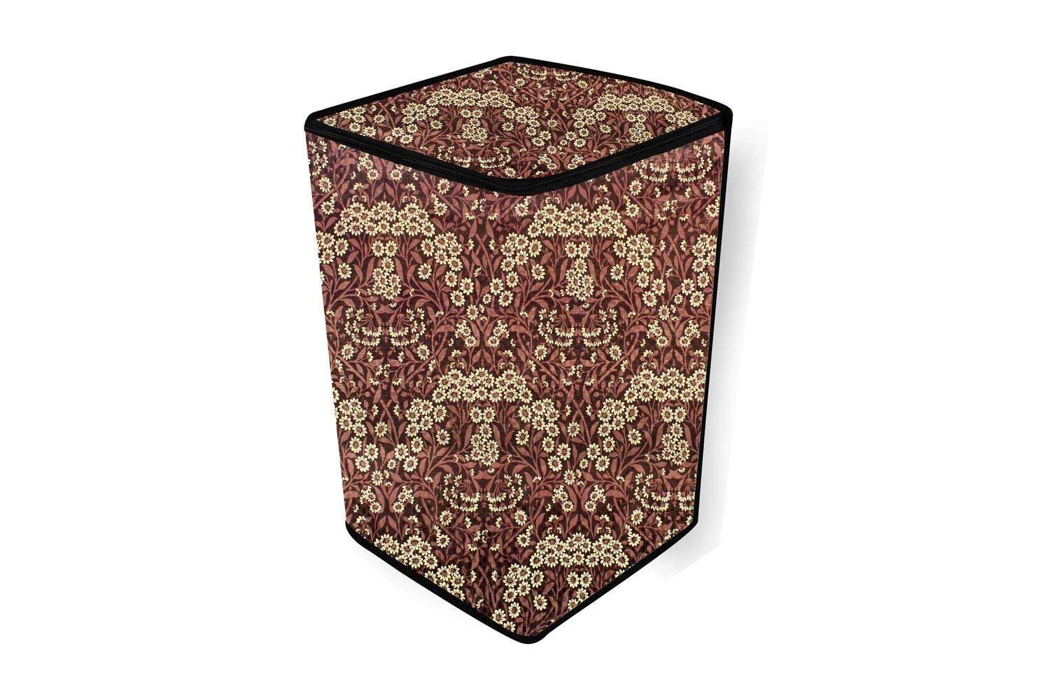 Stylista Top Load Fully Automatic Washing Machine Cover Suitable for Whirlpool 6 kg, 6.2 kg, 6.5 kg & 7 kg Floral Pattern Beige 6