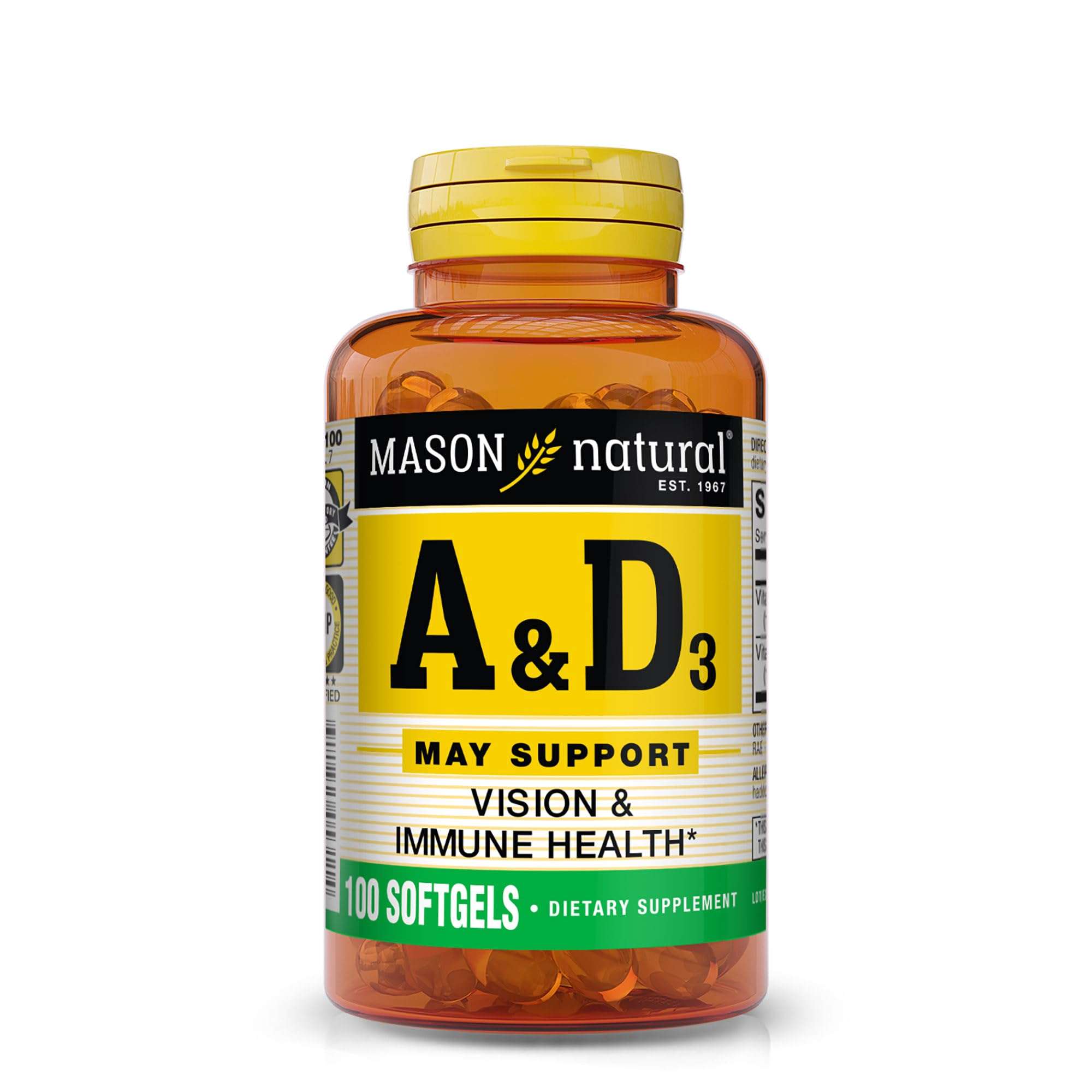 MASON NATURAL Vitamins A & D3 from Fish Liver Oil - Healthy Vision and Immune Health, Improved Muscle and Nerve Function, 100 Softgels 1