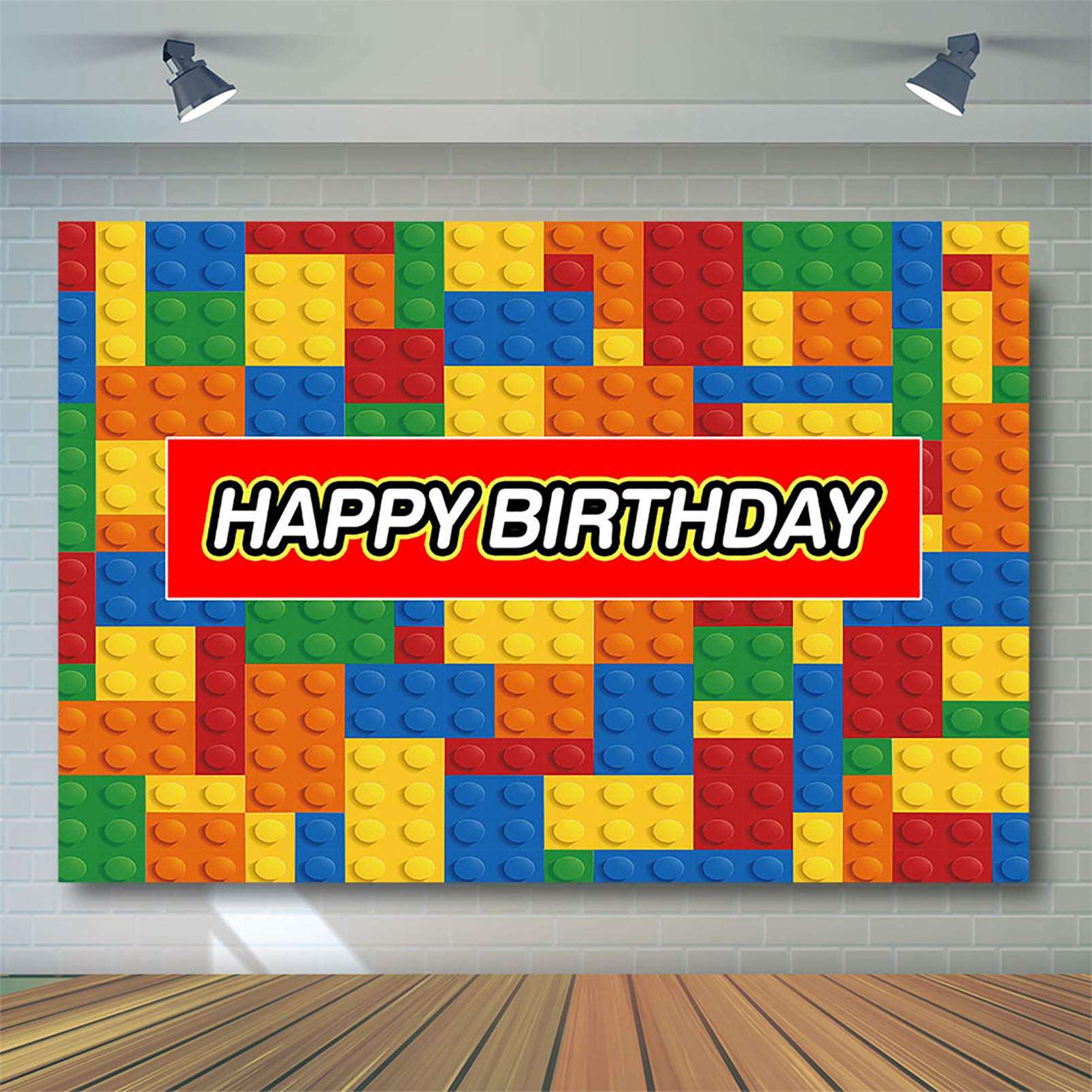 COMOPHOTO 7x5ft Building Blocks Birthday Party Backdrop Boy Girl Baby Child Birthday Cake Table Banner Colorful Decorations Photo Booth Background Supplies 3