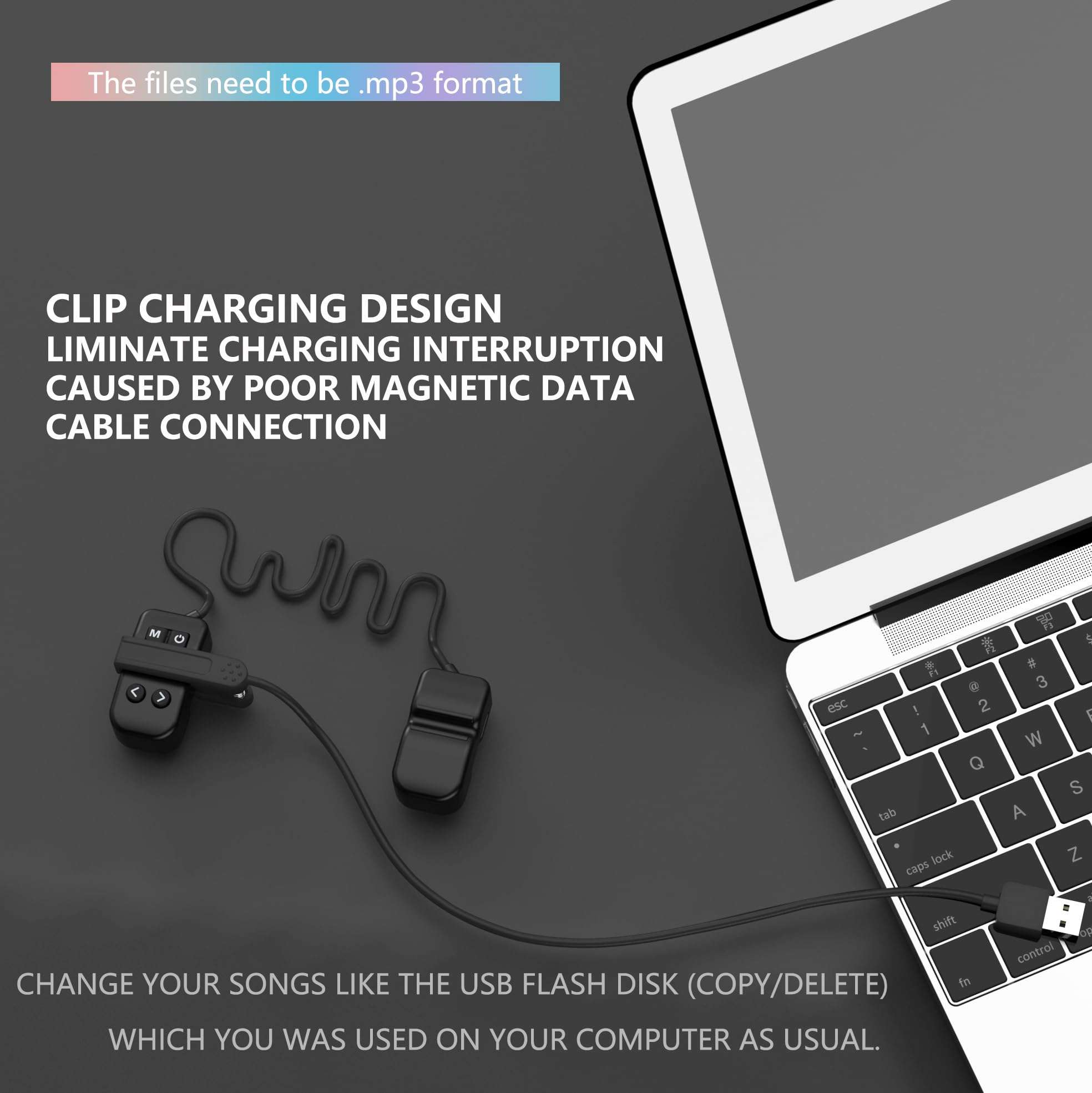 SWMIUSK Swimming MP3 Player Waterproof, Underwater Headphone with 8GB Internal Storage IPx8 Waterproof Designed for Swimming, Surfing and STA training (Black) 5