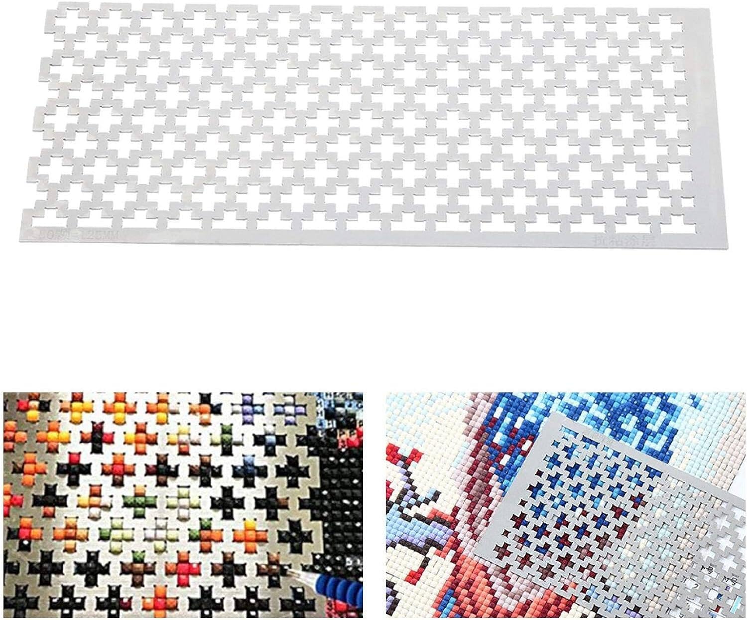 Stainless Steel Ruler 5D Square Diamond Drawing Ruler Rhinestones Dotting Point Tool Cross‑Stitch Embroidery Art Supplies Decor 3