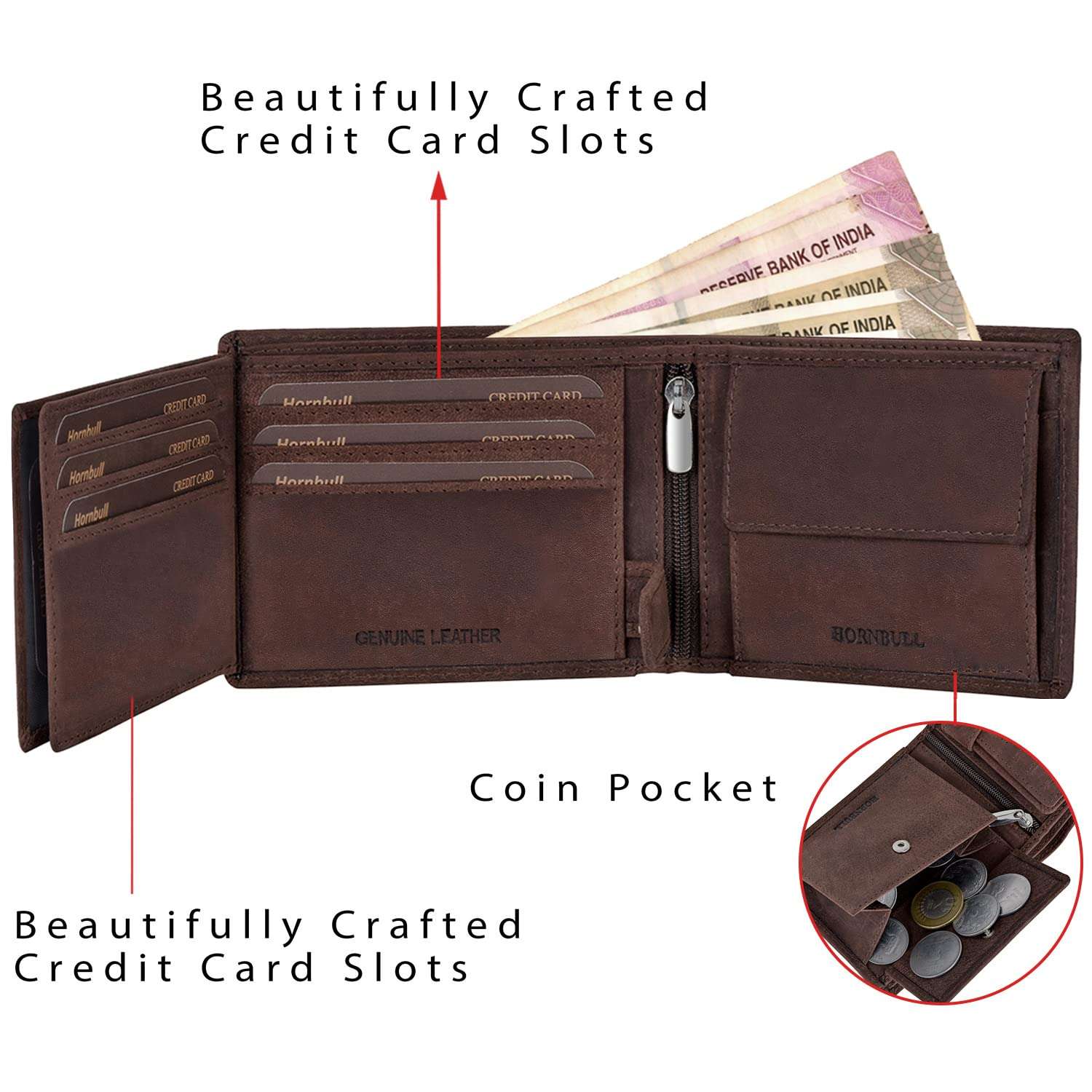 HORNBULL Eddie Leather Wallet for Men | Wallets Men with RFID Blocking | Mens Wallet (Brown1) 4