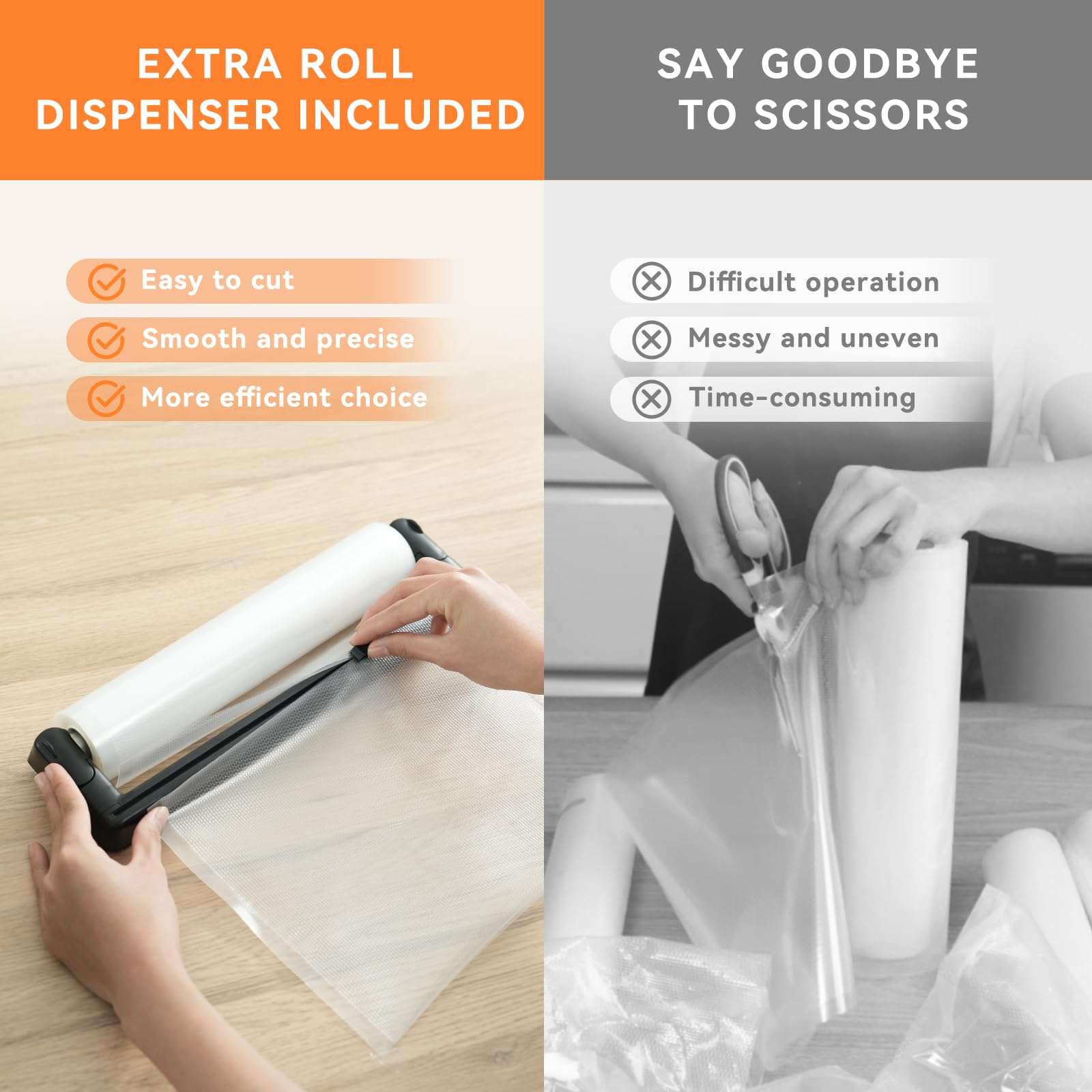 Rolls with Dispenser - 6 Pack 3 Rolls 8"x20' & 3 Rolls 11"x20', Vacuum Sealer Bags, Leakproof Heavy Duty Food Storage for Sous Vide, Meal Prep, Freezer, Compatible with Food Saver, Wevac Core 3