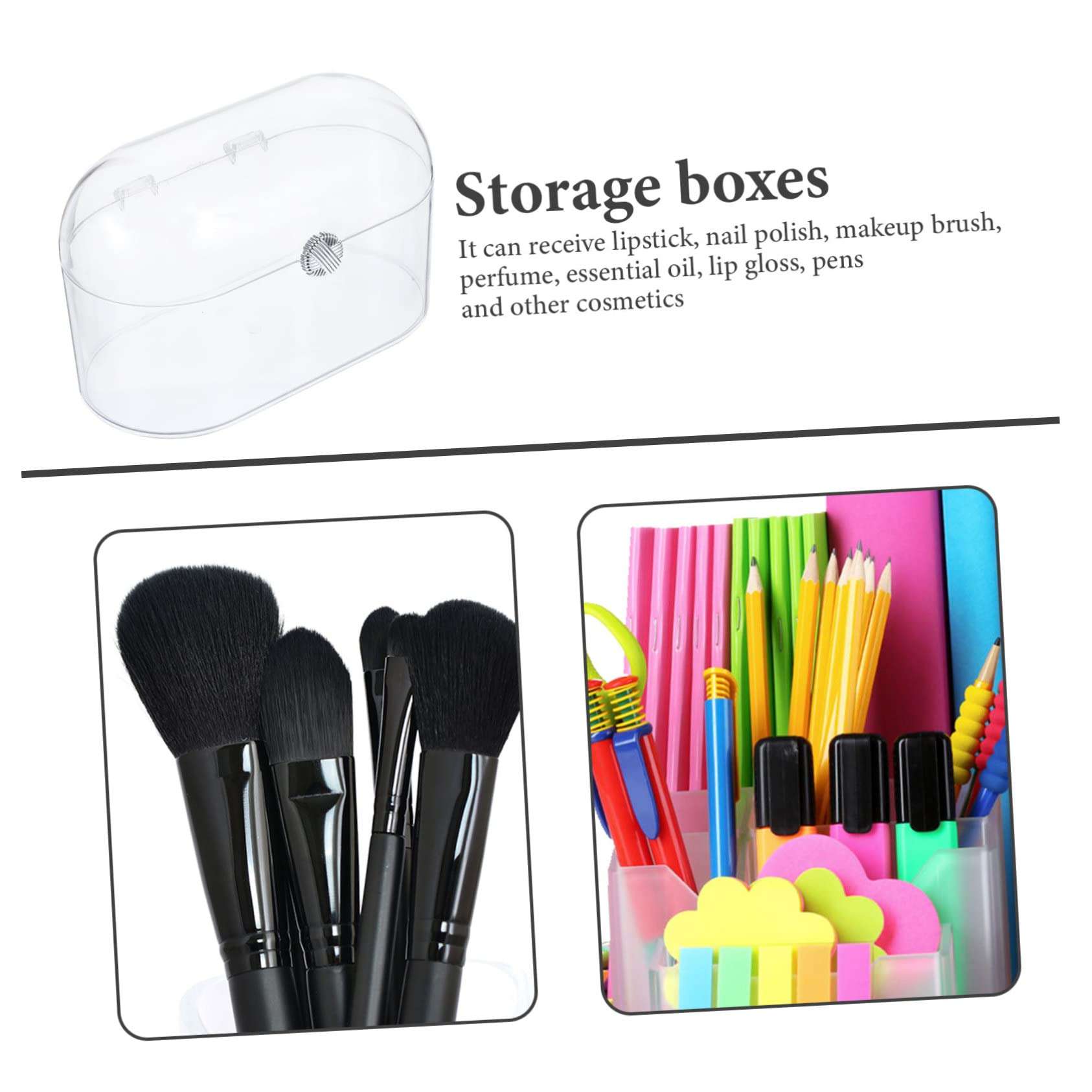Garneck Transparent Storage Box Clear Pen Holder Makeup Organizer Case Storage Container Skincare Display Case Stationery Holder Acrylic Toiletry Storage Shelf The Pet Office Brush Desktop 3