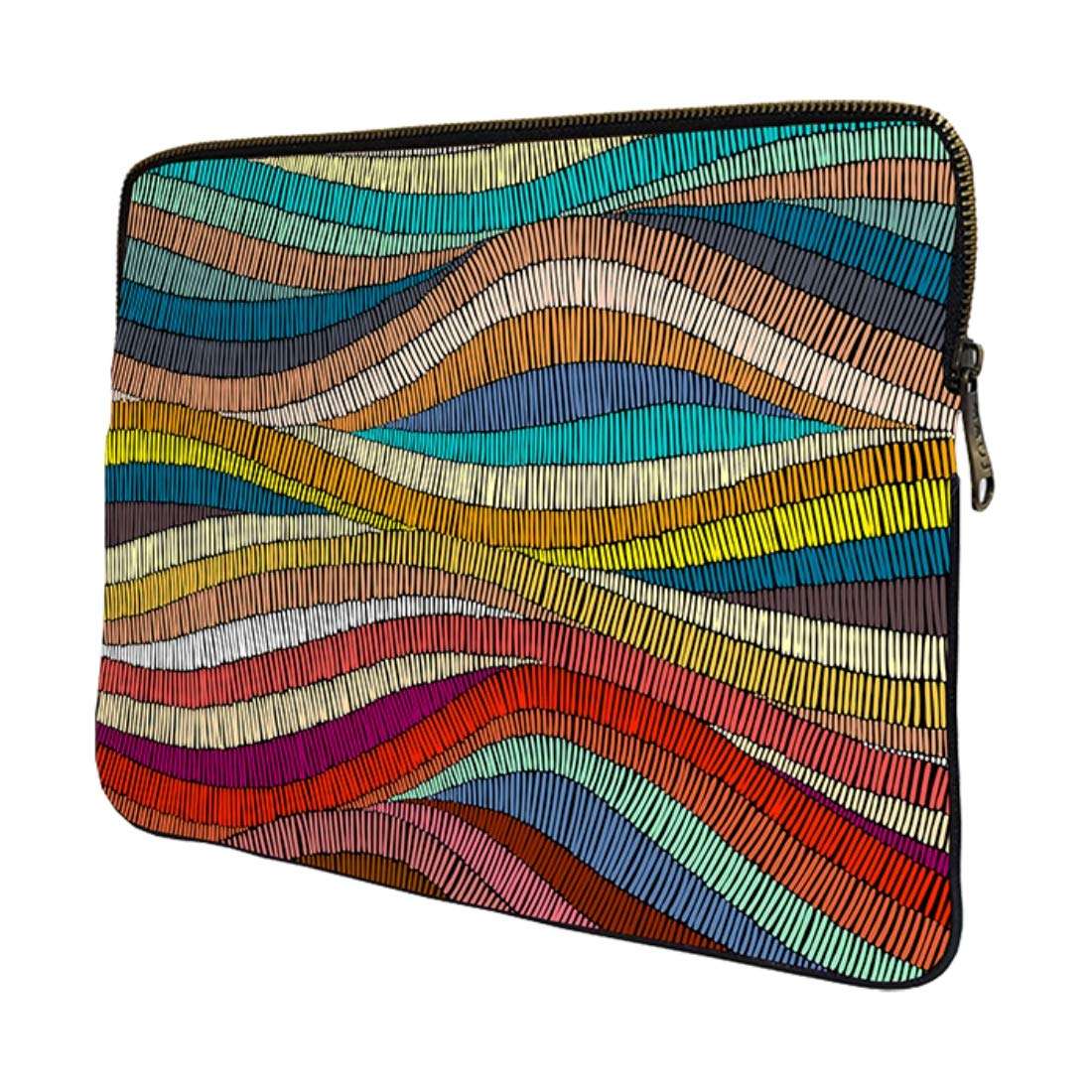 MAUJ Multicolor Wave Design Canvas Laptop Sleeve for 13.3 3