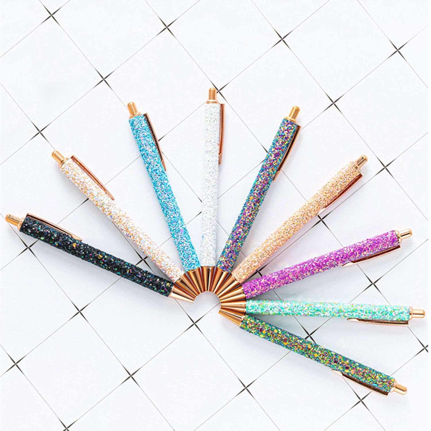 XIANFANG 12 PCS Glitter Pens for Women and Girls with 12 Refills, Fancy Retractable Sparkly Pens, Cute Office Supplies, Stylish Gifts for Teachers, Nurses, Bridesmaids, and Adults 5