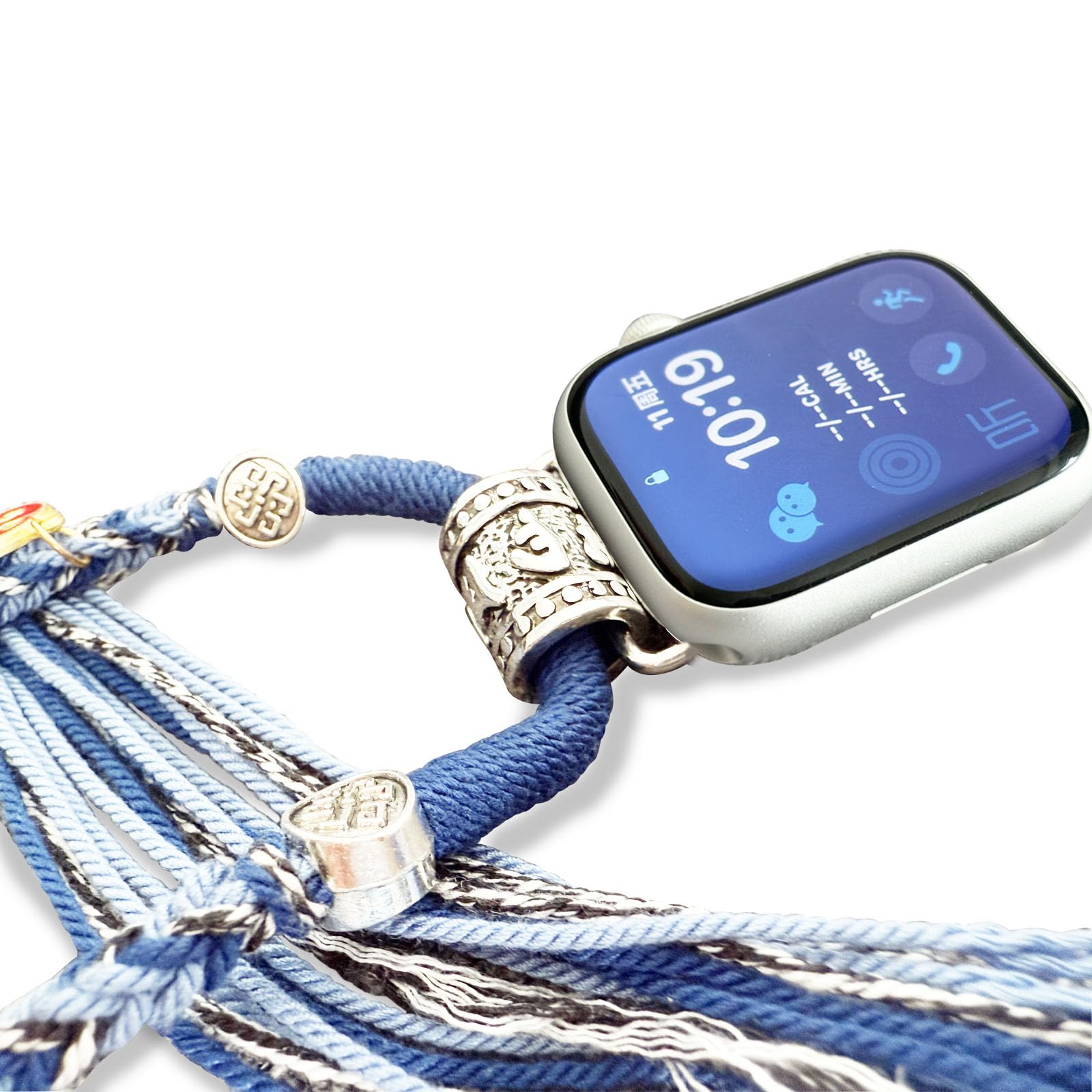 HMLXSH Necklace Adapter Pendant Compatible with Apple Watch, Hand-Woven Lanyard Connector Wristband, Blue Tether IWatch Series 8/7/6/5/4/SE/9 (38 40 41mm) 3