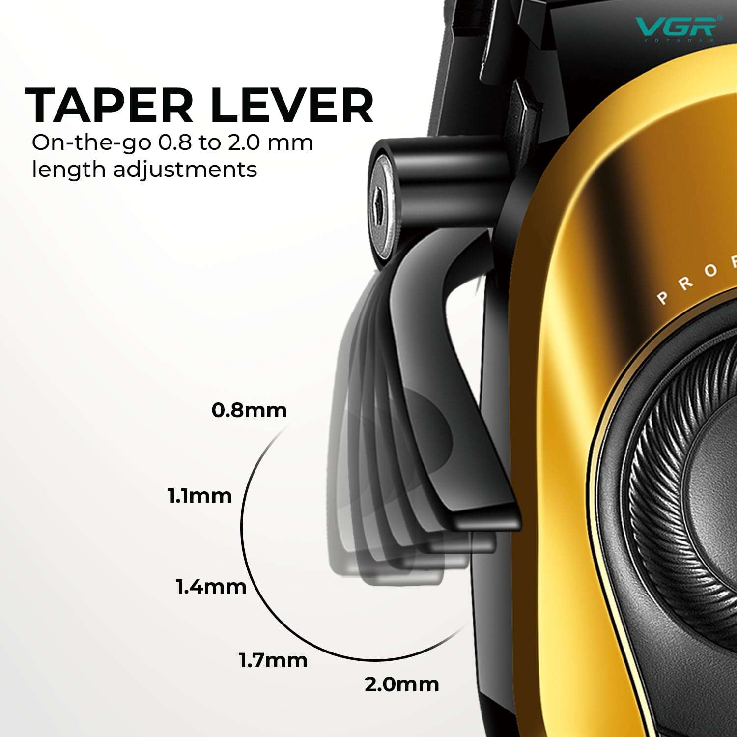 VGR VL-786 Professional Hair Clipper for Men & Salons | Cord & Cordless | Titanium Blades | LED Display | Taper Lever | 6 Guide Combs | 200 min Long Runtime | Fast Charging | 1+1 Year Warranty | Gold 6