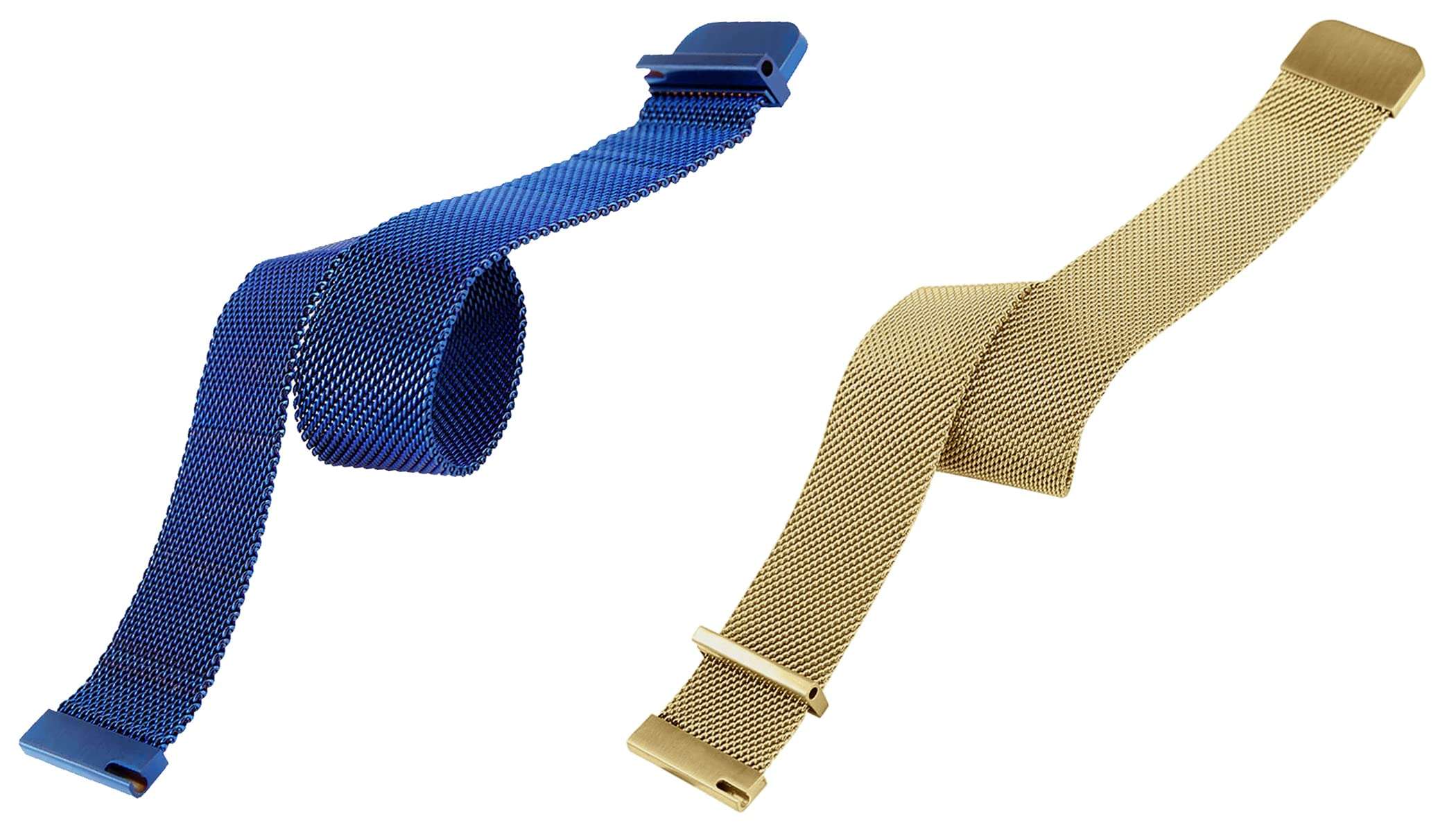 ACM Pack of 2 Watch Strap Magnetic Loop Compatible with Noise Colorfit Pro 4 Alpha Smartwatch Metal Chain Band (Blue/Champagne Gold) 4