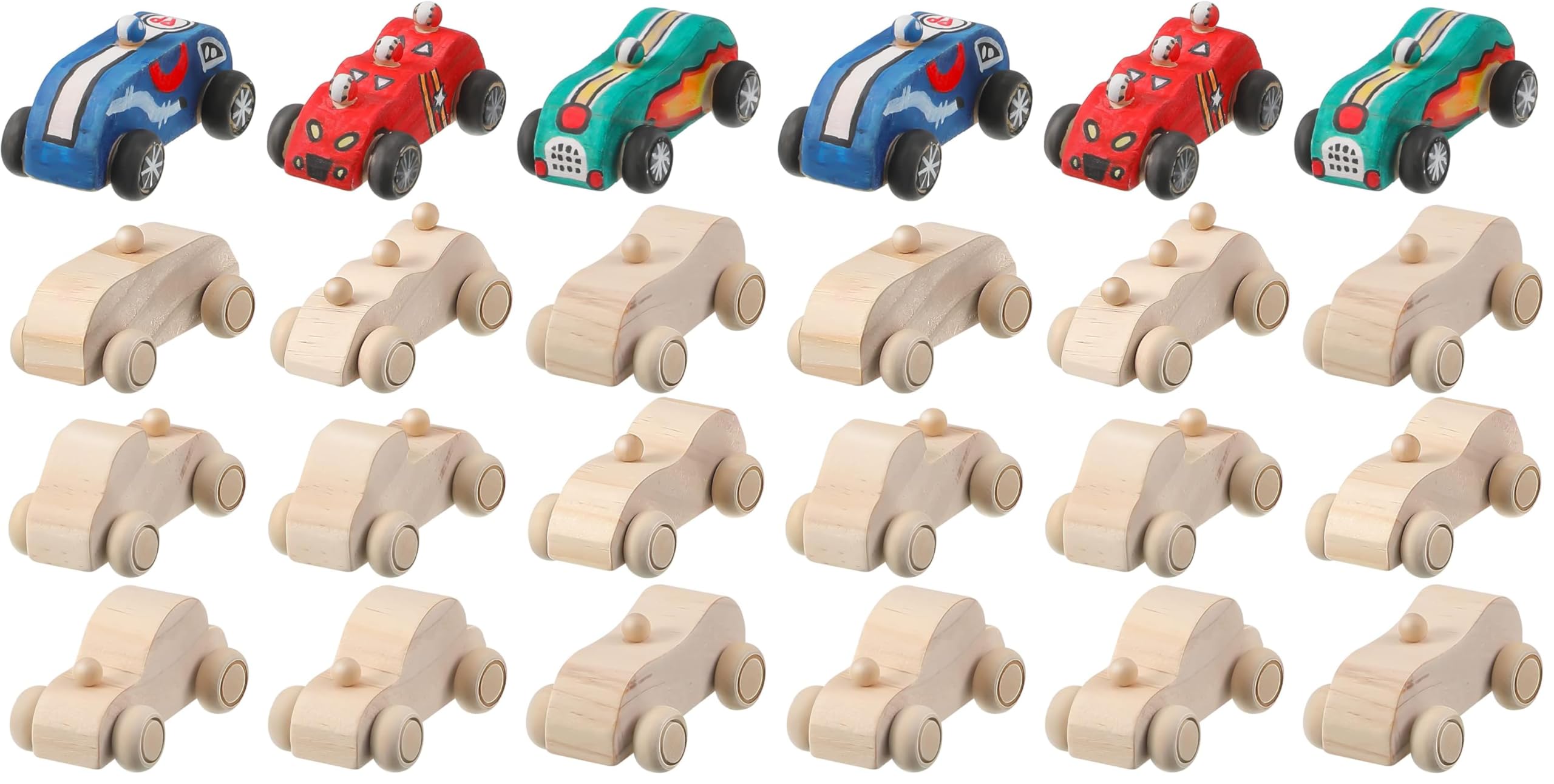12 Pieces Wood DIY Car Toys, Unfinished Wooden Cars, Crafts for Students Home Activities, Easy Woodworking and Family Time Set (Pack of 2)