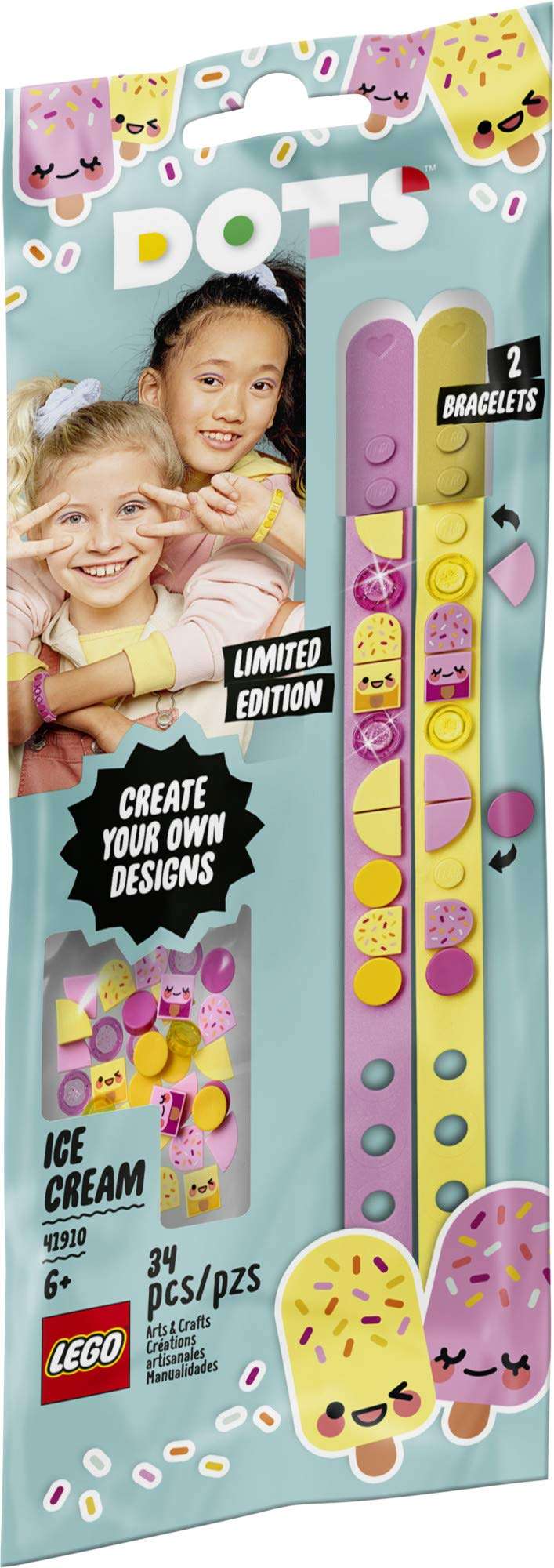 LEGO DOTS Ice Cream Besties Bracelets 41910 Creative DIY Craft Bracelet Kit for Kids, New 2021 (34 Pieces) 4