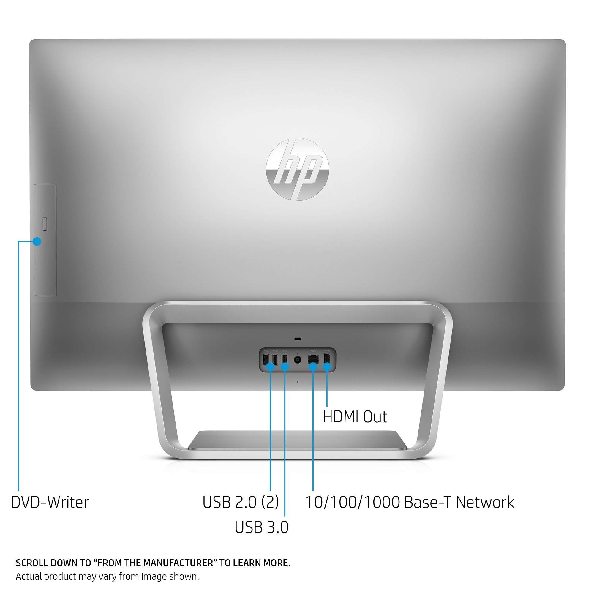 HP Pavilion All-in-One Computer, Intel i5-7400T, 8GB RAM, 1TB hard drive, Windows 10 (24-b230, Silver) (Renewed) 4