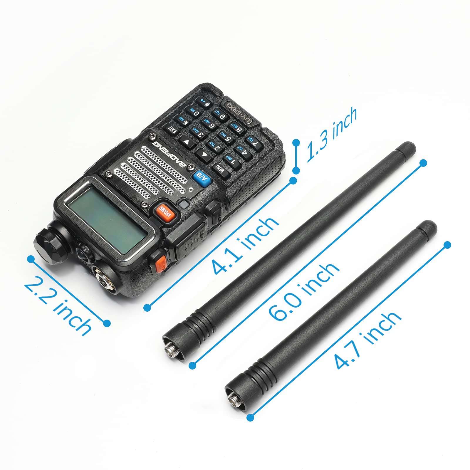 Baofeng x Radioddity UV-5RX3 Tri-band Radio VHF, 1.25M, UHF Amateur Handheld Ham Two Way Radio Walkie Talkie with Earpiece and Programming Cable 5
