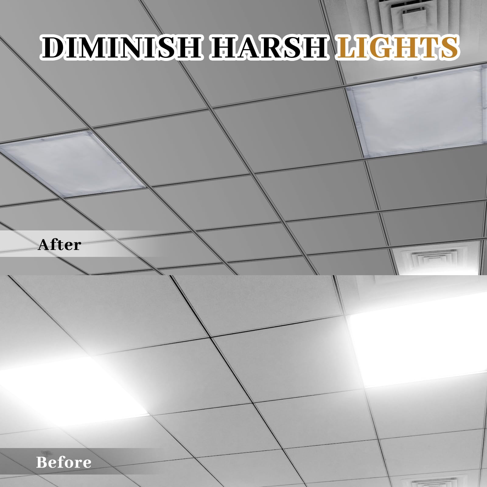 VIHOSE 4 Pcs 2 x 2 Feet Fluorescent Light Covers for Ceiling Lights Classroom Magnetic Light Filters for Reducing Harsh Glare Flicker for Office Classroom Home Drop Ceiling(Solid Style) 4