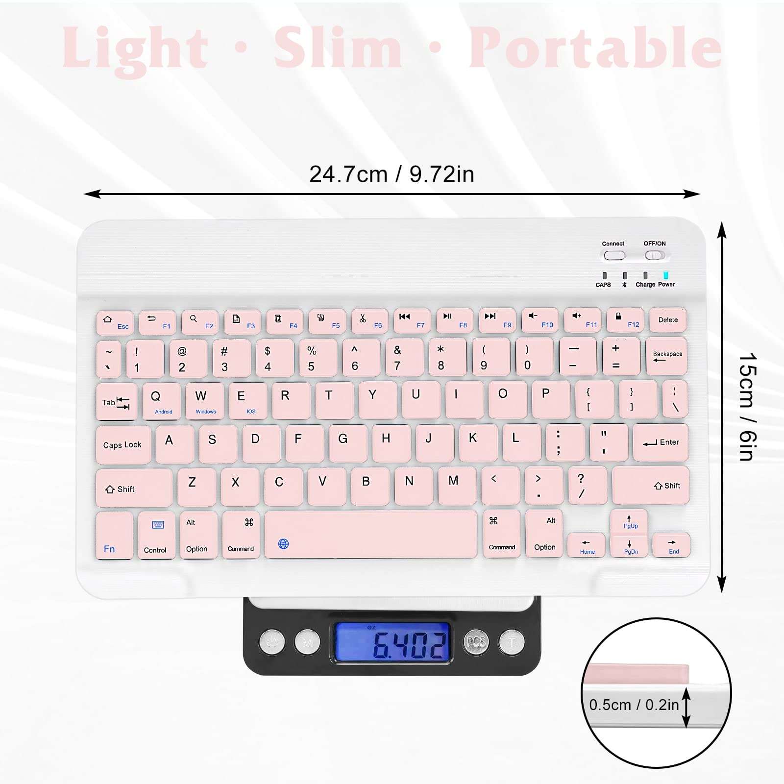 Rechargeable Bluetooth Keyboard and Mouse Combo Ultra Slim Full-Size Keyboard and Ergonomic Mouse for Ulefone Note 10 and All Bluetooth Enabled Mac/Tablet/iPad/PC/Laptop - Flamingo Pink 2