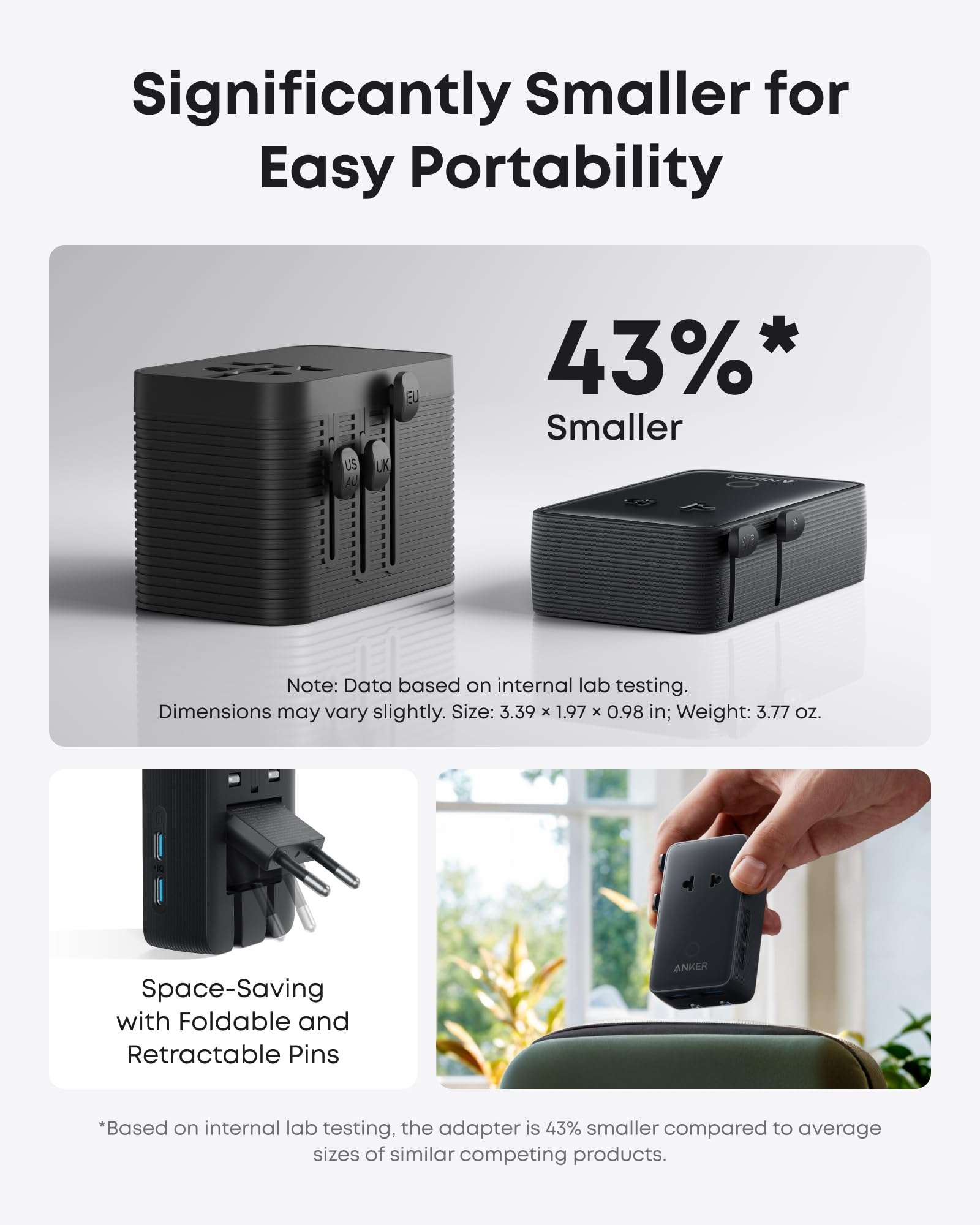 Anker Prime Power Bank, 9,600mAh Battery Pack with 65W Output Wall Charger with Anker Nano Travel Adapter, 5-Port Power Adapter 6