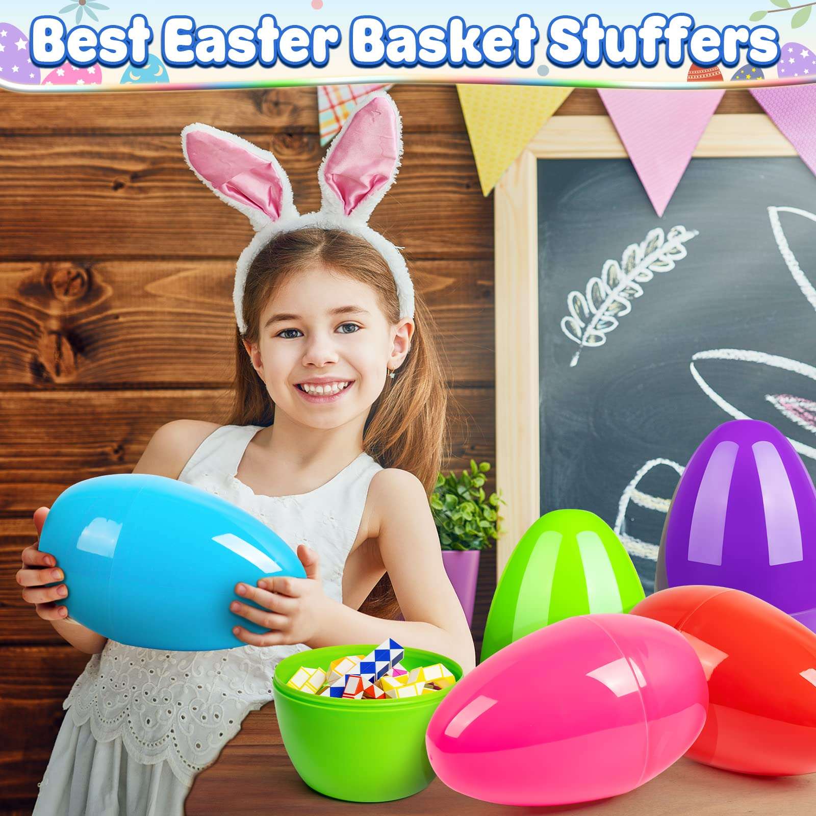 BainGesk 8PCS Jumbo Easter Eggs, 10" Large Plastic Easter Eggs, Empty Eggs for Easter Egg Hunt, Bulk Fillable Surprise Eggs, Basket Stuffers Fillers, Easter Party Favor for Kids 6