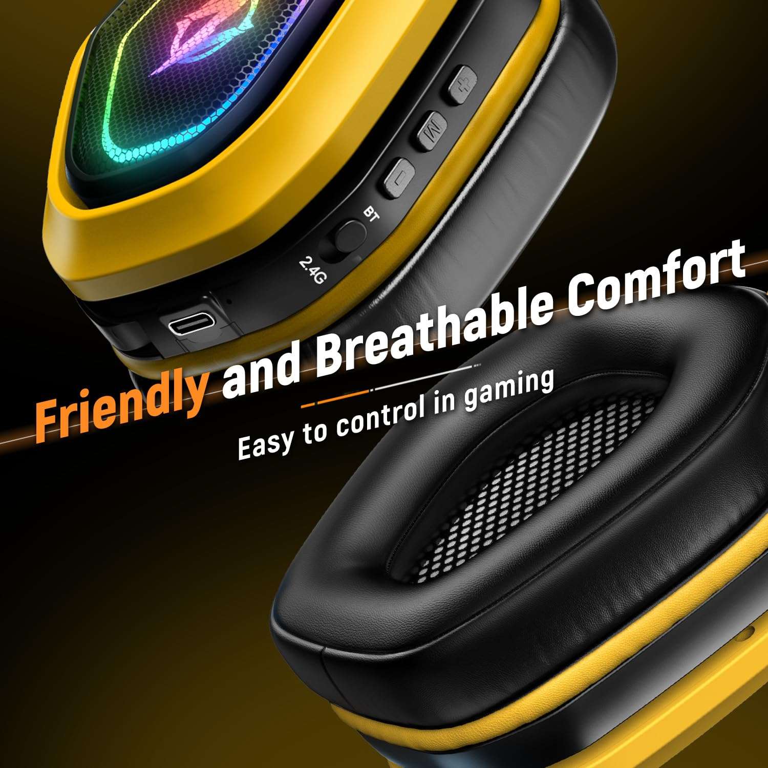 Ozeino Wireless Gaming Headsets for PC, Ps5, Ps4 - Lossless Audio USB-A & USB-C Gaming Headphones with Flip Mic, 30-Hr Battery Bluetooth Headset for Switch, Laptop, Mobile, Mac 5