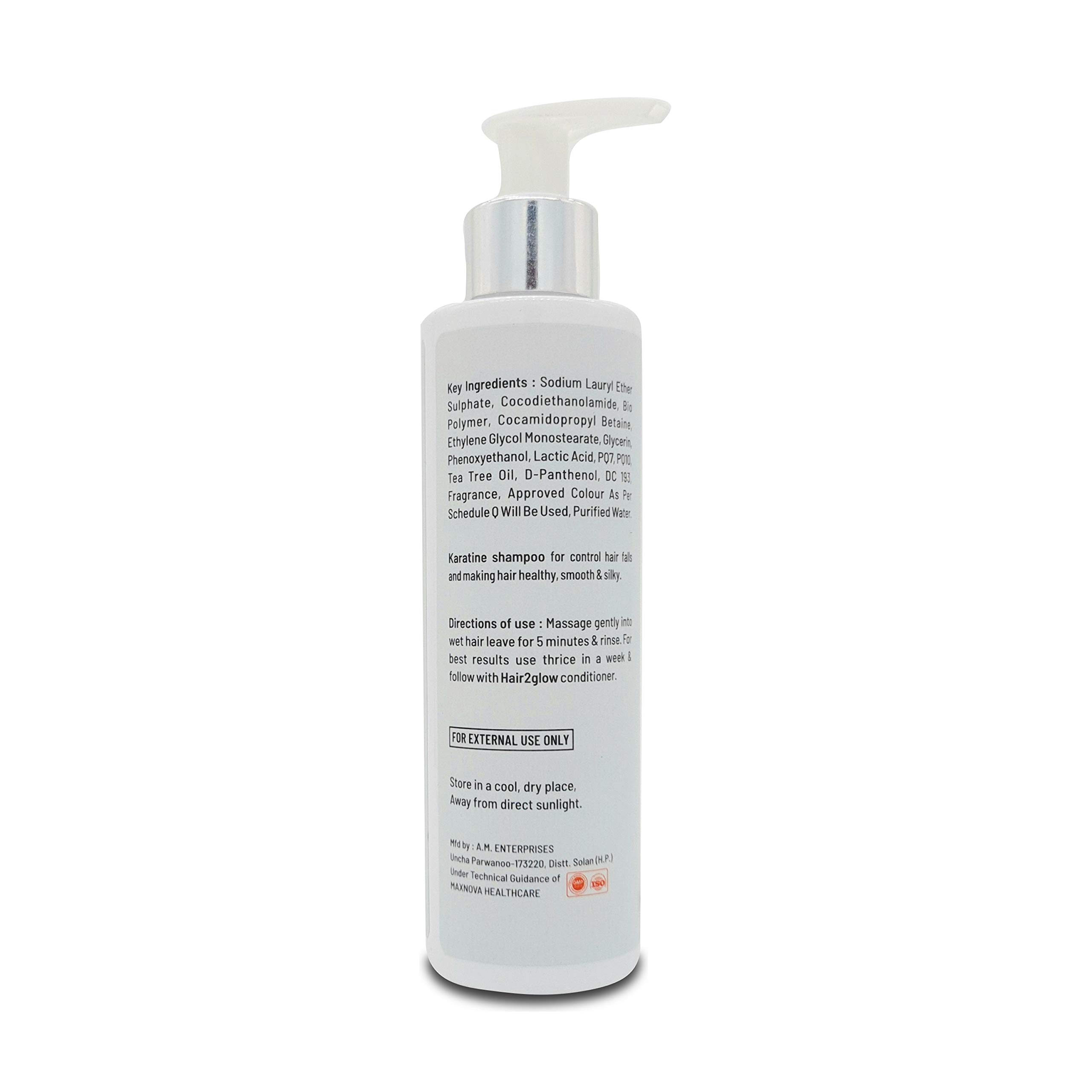 HAIR 2 GLOW Karatine Shampoo, 200ml, for Thinning, Damaged Hair & Hair Fall Control 3