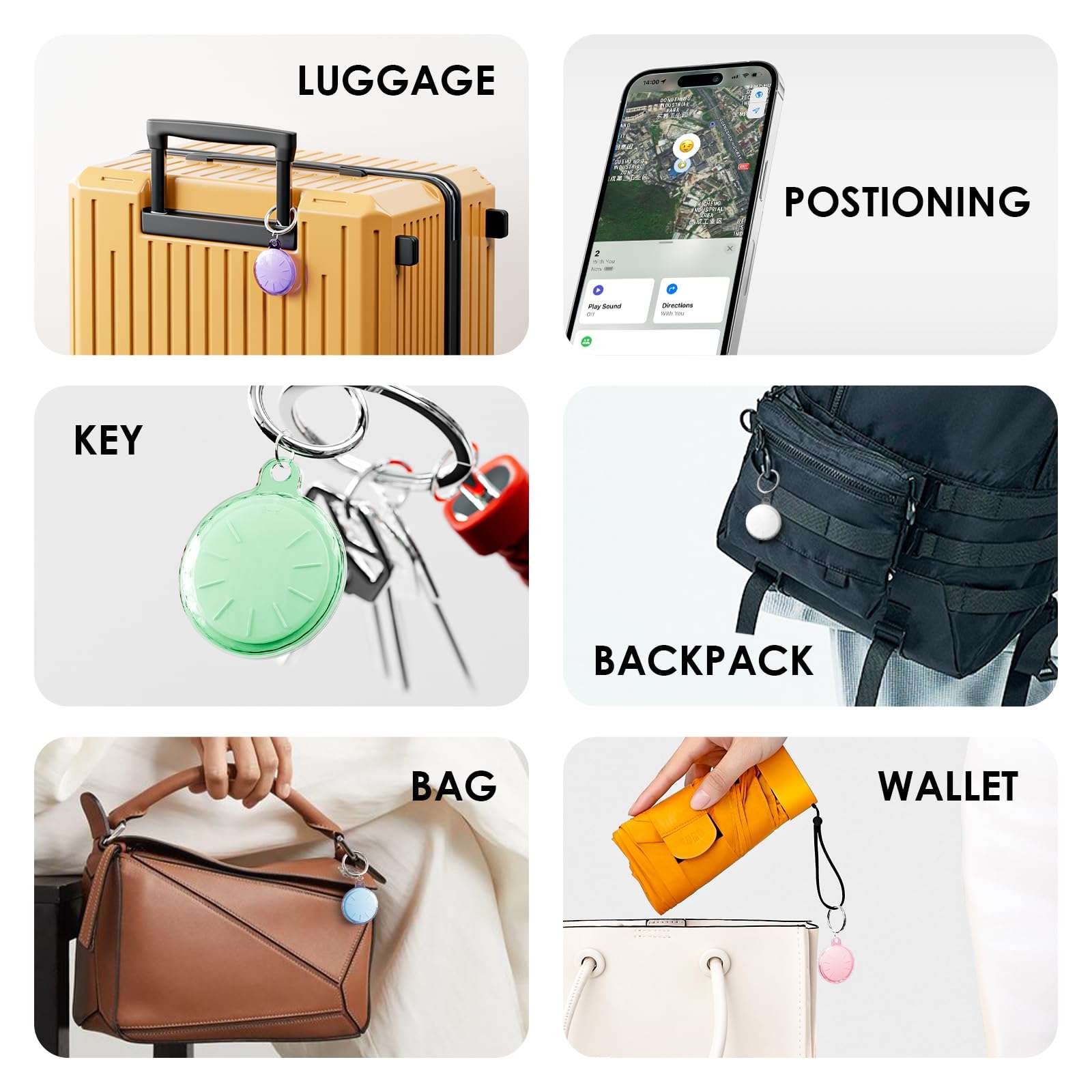 3 Pack Air Tracker Work with Apple Find My (iOS Only),Apple Item Finders Come with 3 Keyrings and Waterproof Case,Super Lightweight Item Finder,for Finding Wallet,Key,Phone,Car,Etc. 6